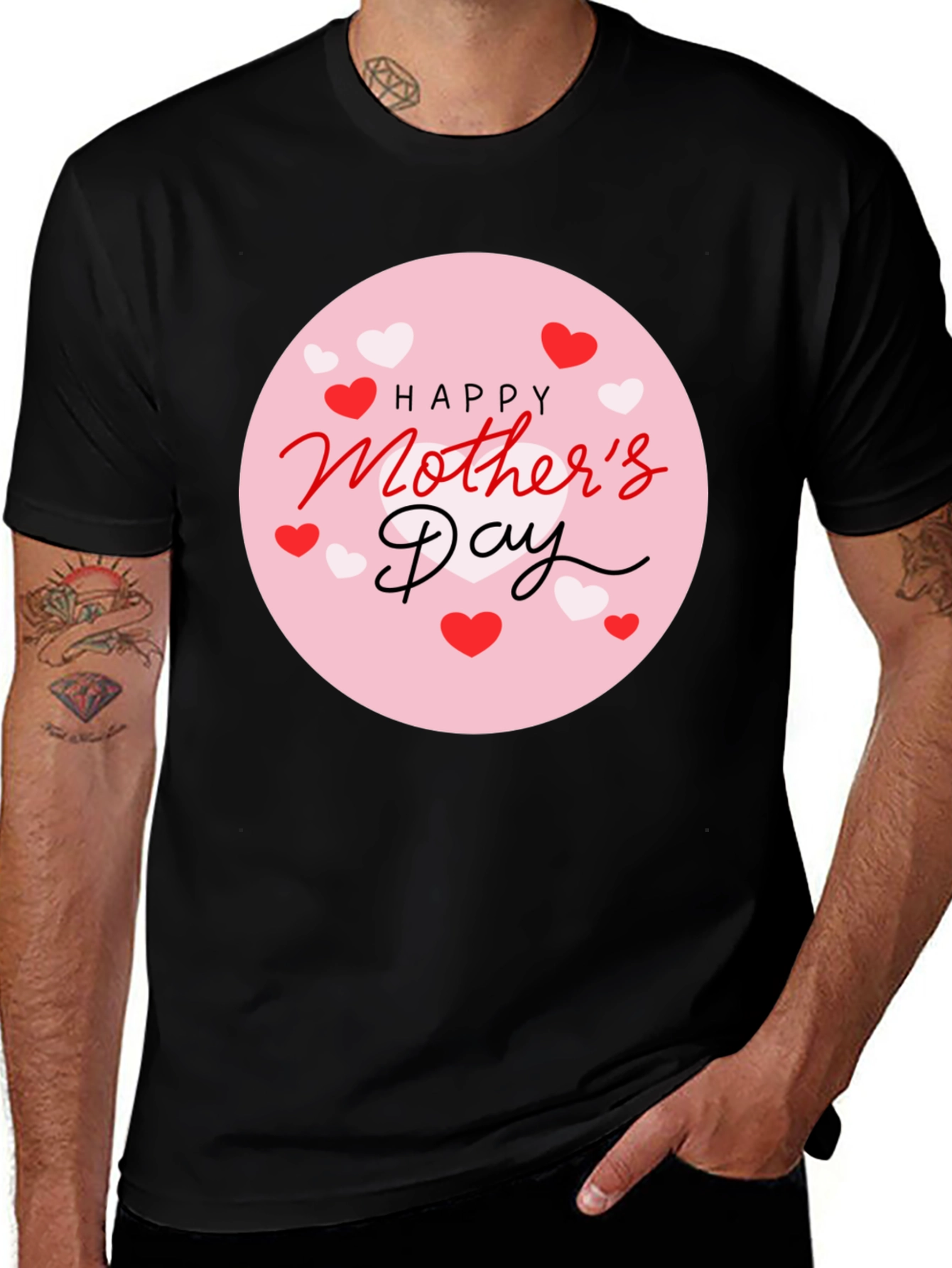 Happy Mothers Day Black Graphic Tee