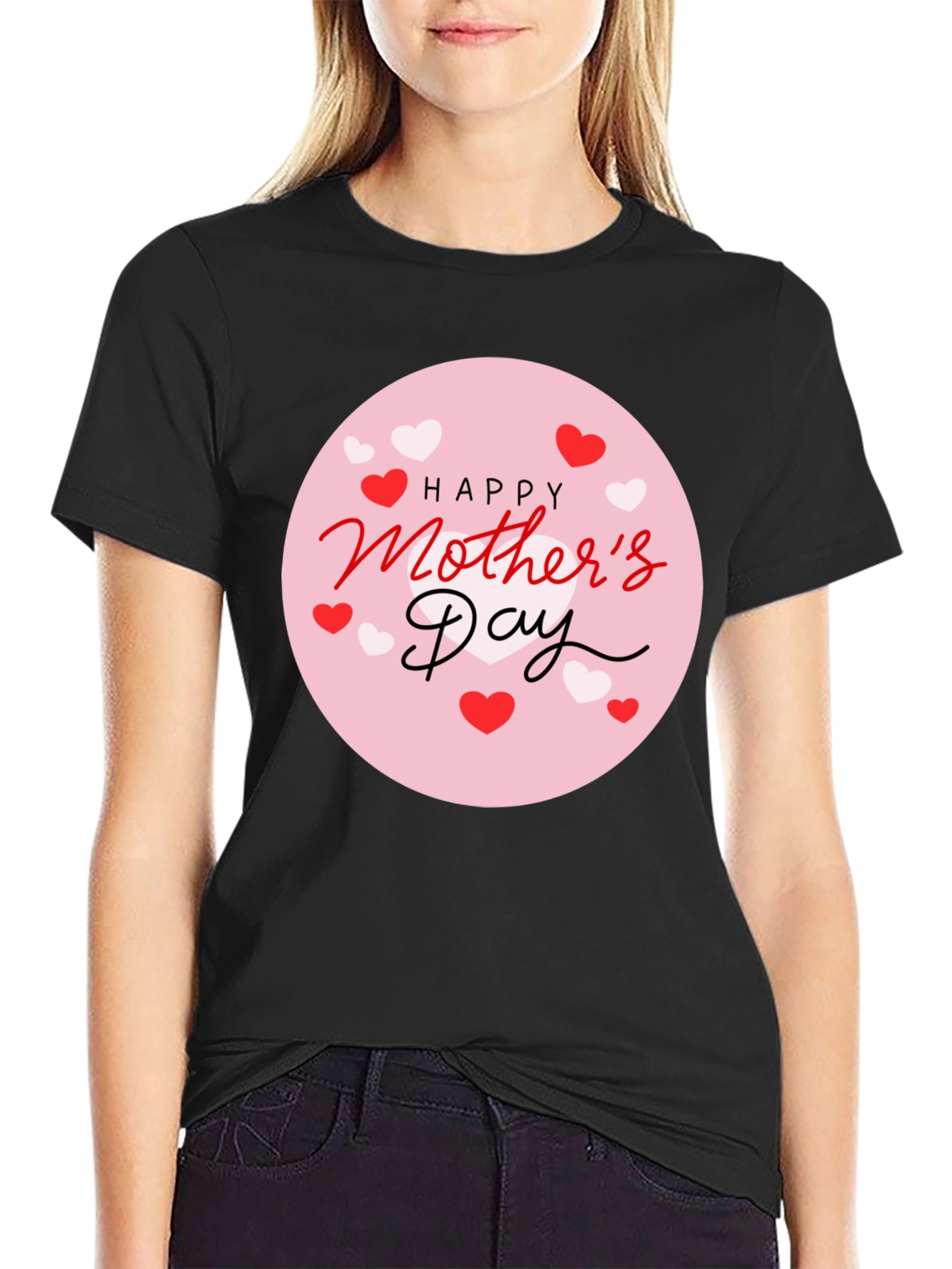 Happy Mothers Day Black Graphic Tee