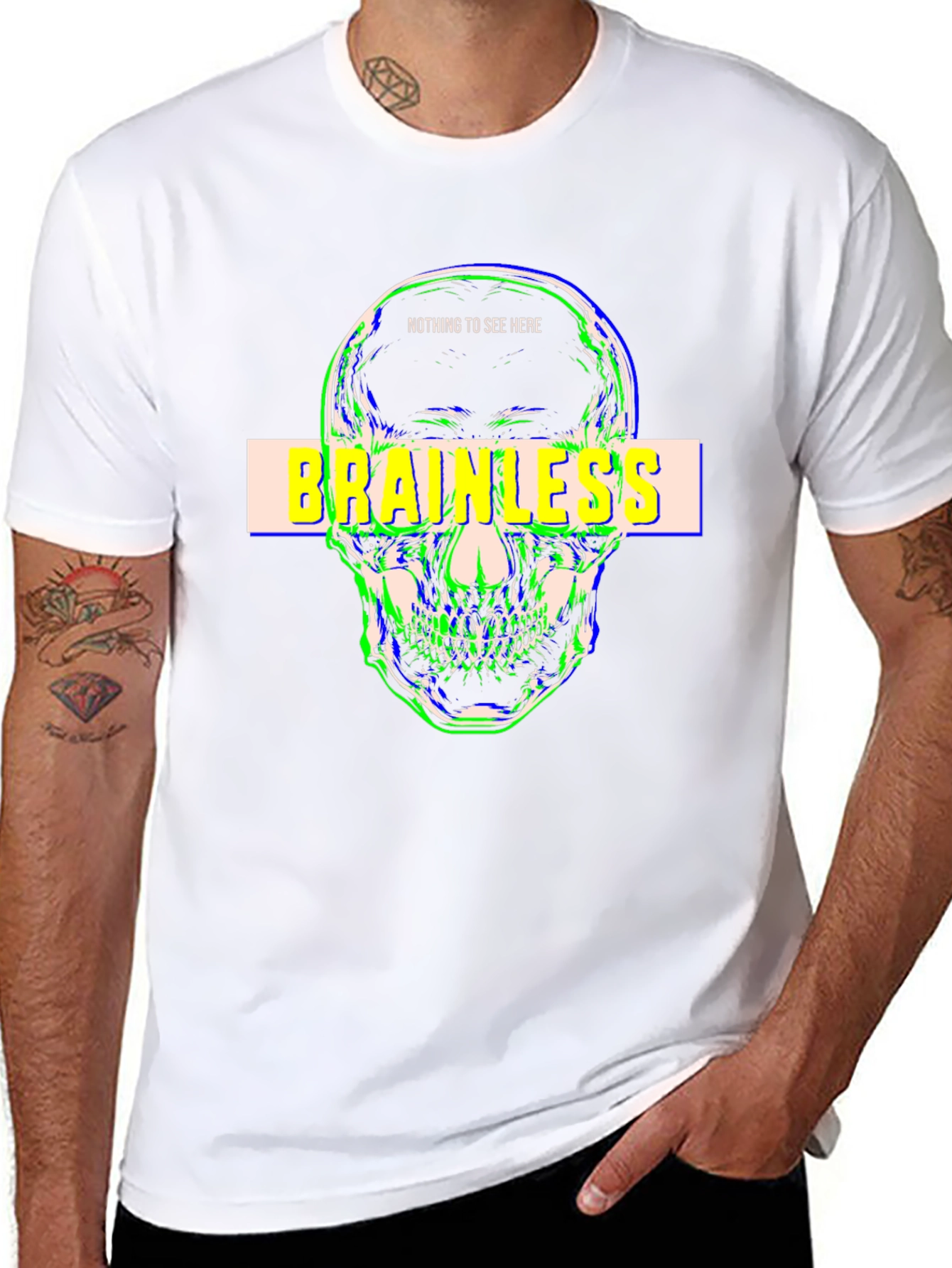 Brainless Skull Graphic T-Shirt - Edgy Streetwear