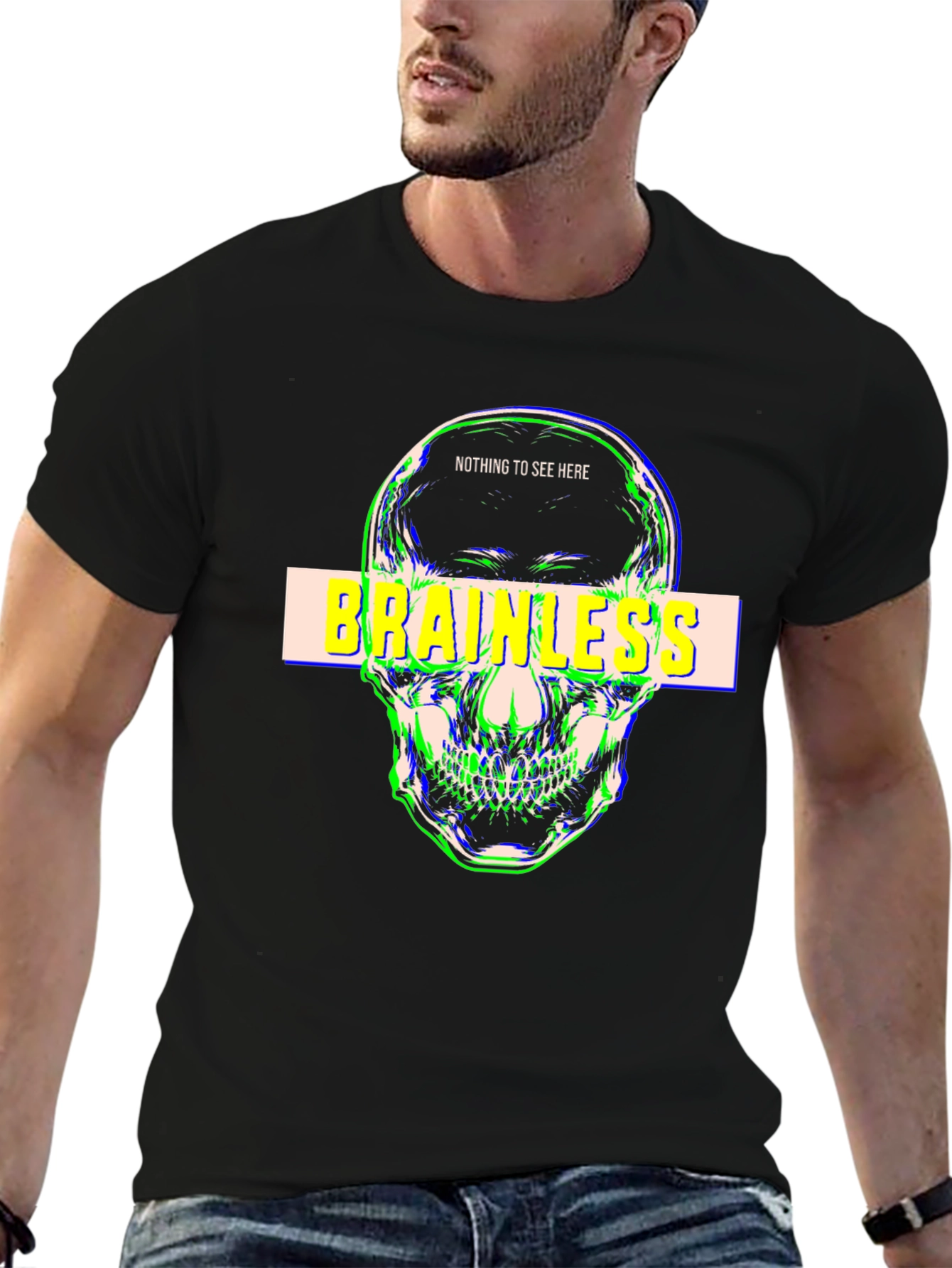 Brainless Skull Graphic T-Shirt - Edgy Streetwear