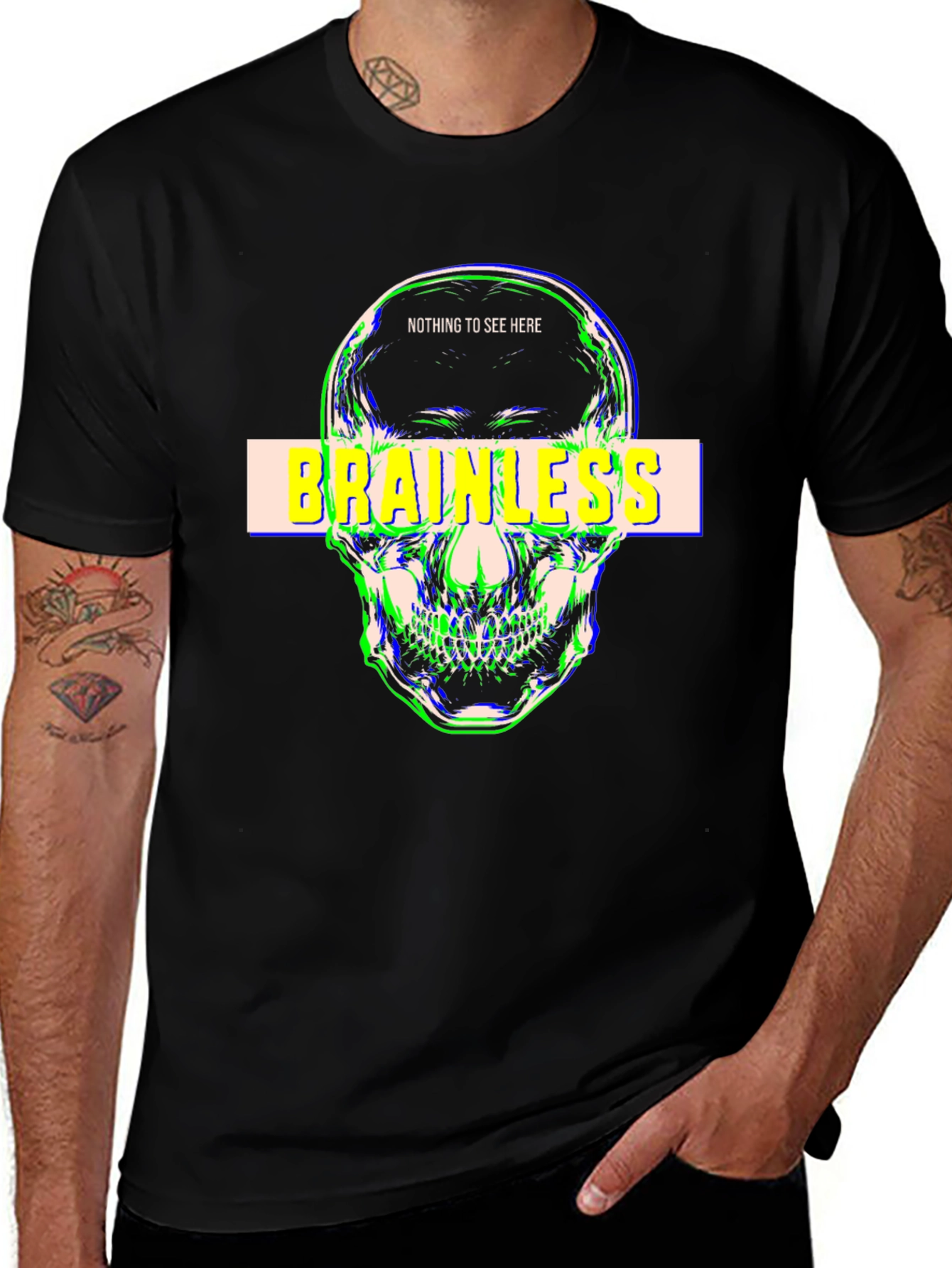 Brainless Skull Graphic T-Shirt - Edgy Streetwear