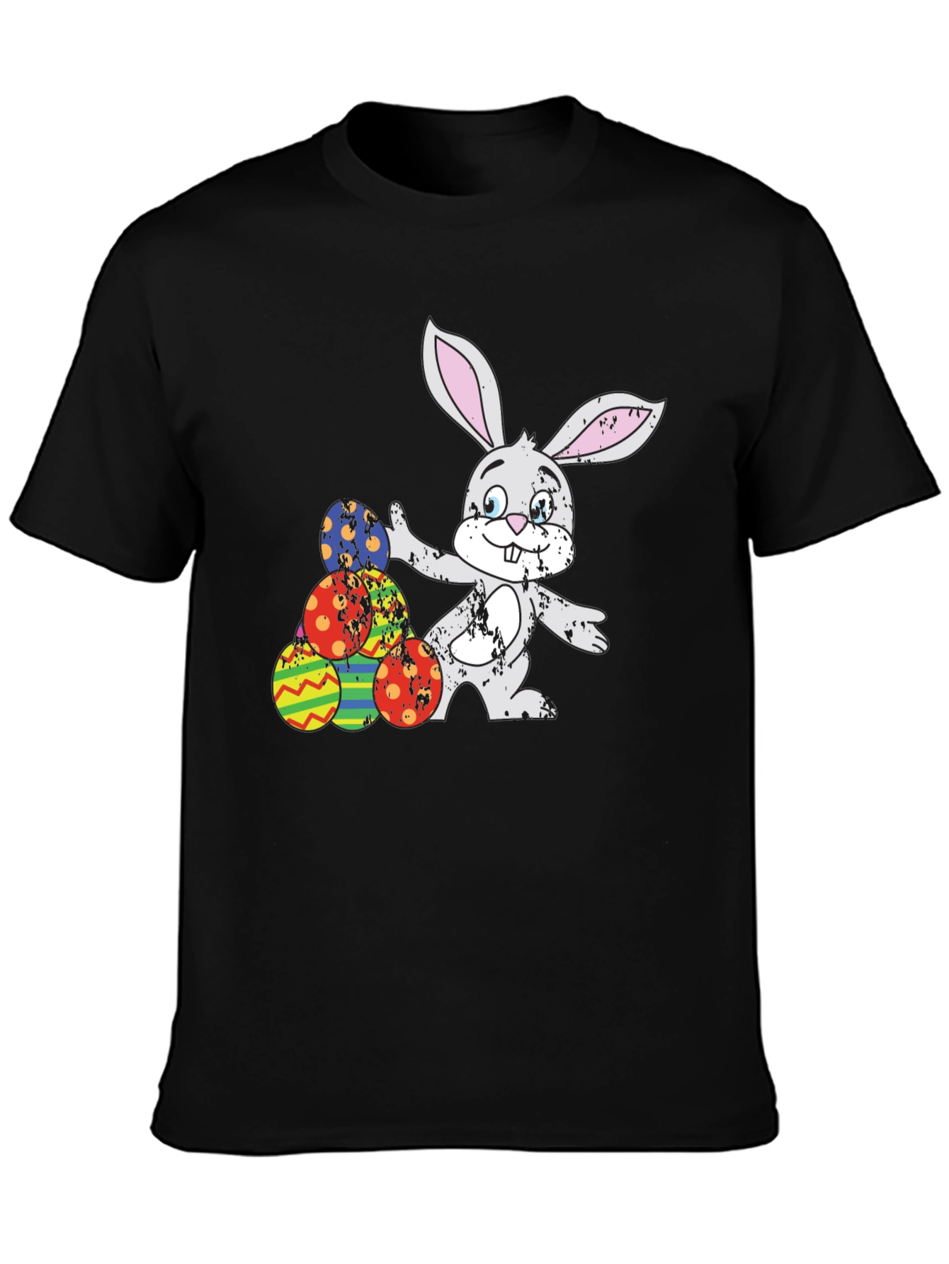 Easter Bunny & Eggs Black Graphic Tee