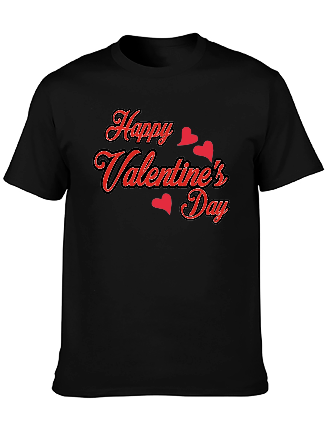 Happy Valentines Day Black Graphic Tee