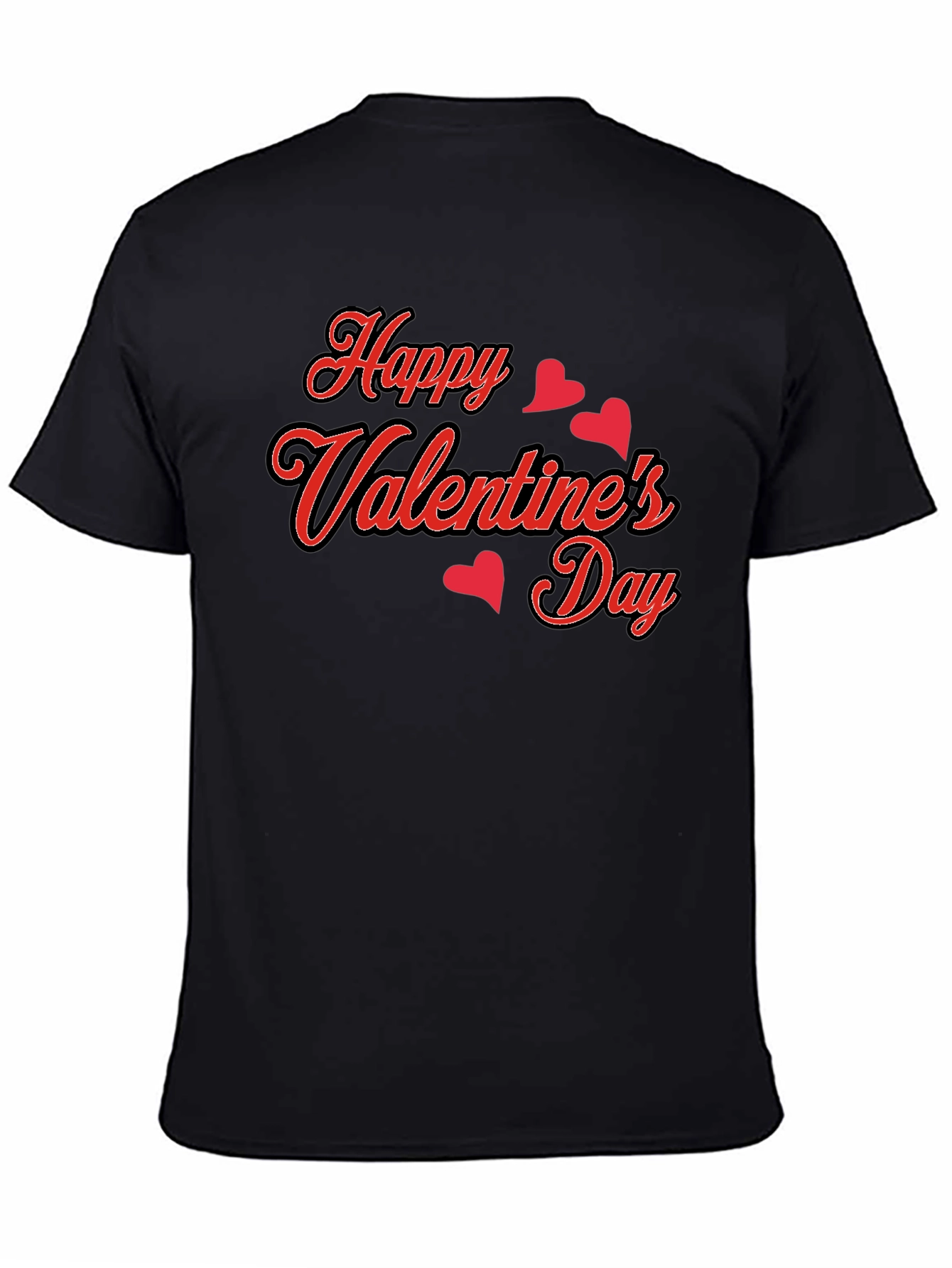 Happy Valentines Day Black Graphic Tee
