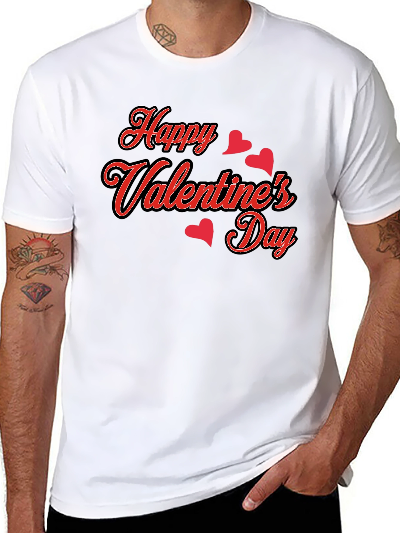 Happy Valentines Day Black Graphic Tee