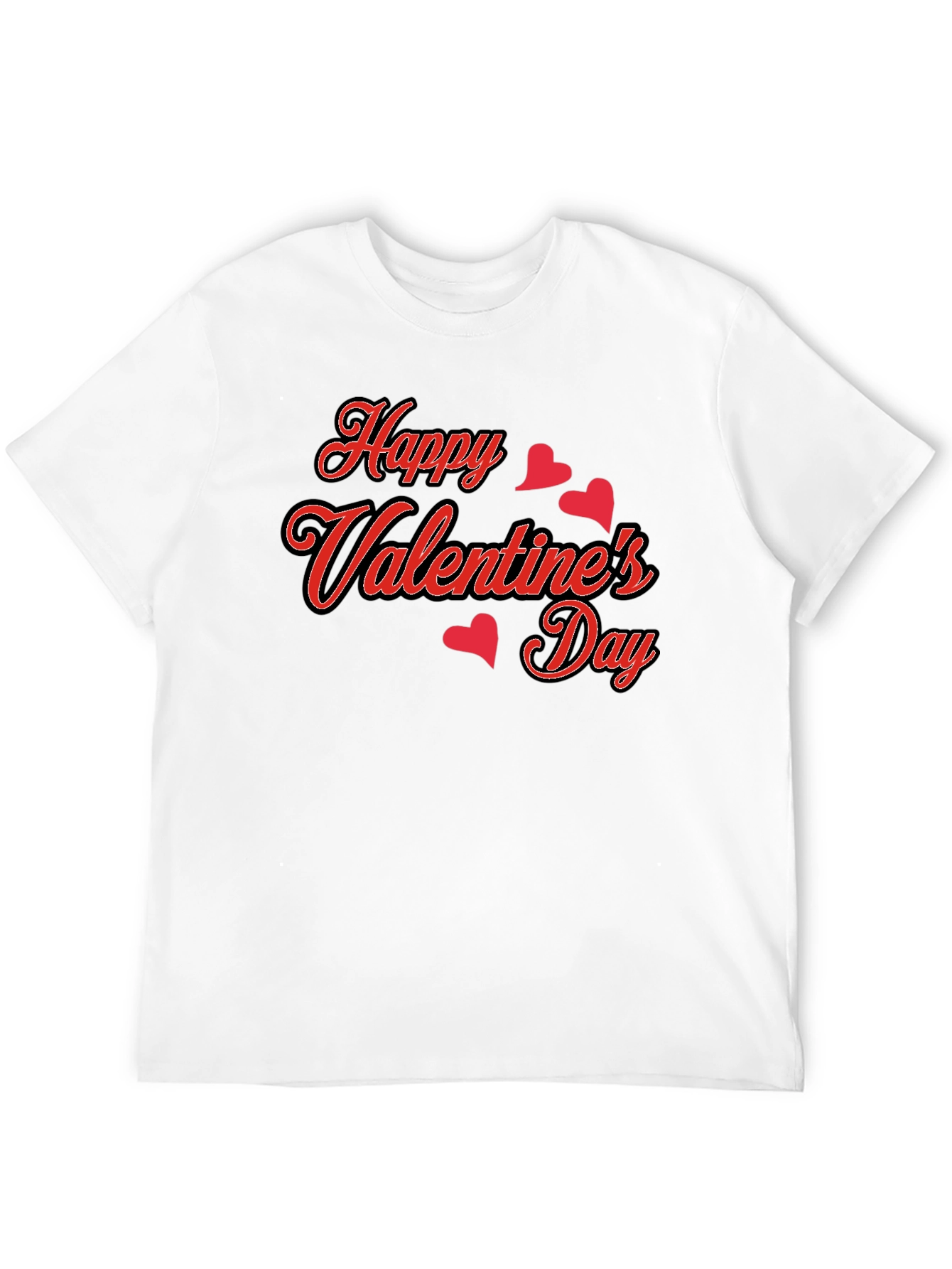 Happy Valentines Day Black Graphic Tee