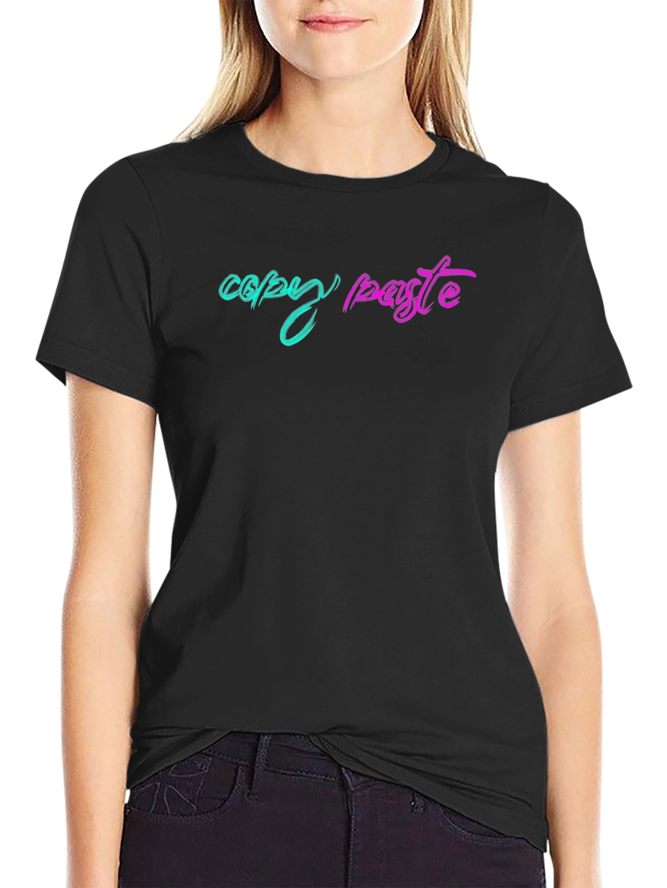Copy Paste Graphic Tee - Black Cotton T-Shirt