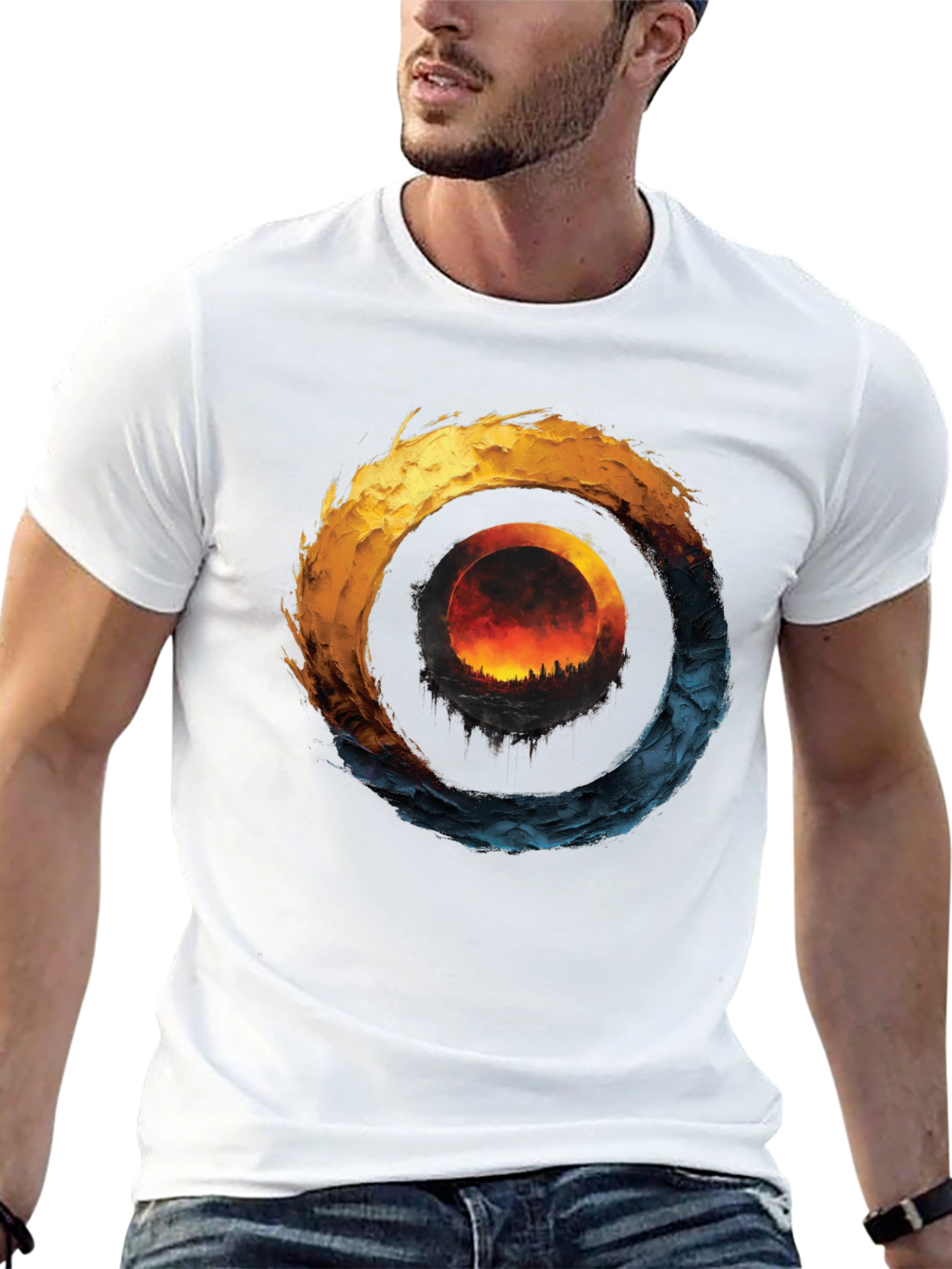 Fire and Ice Graphic T-Shirt - Unique Design