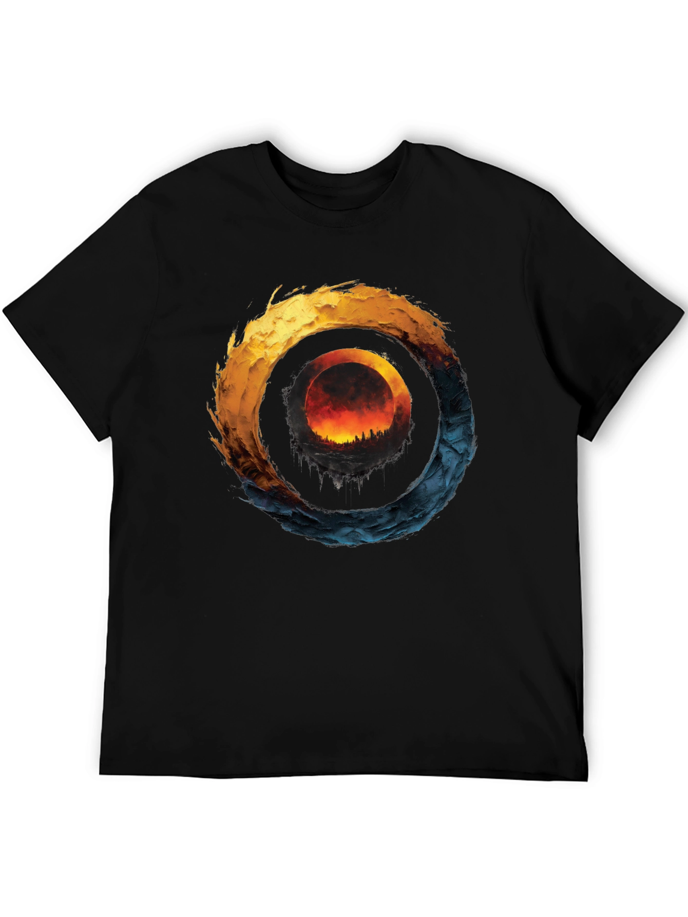 Fire and Ice Graphic T-Shirt - Unique Design