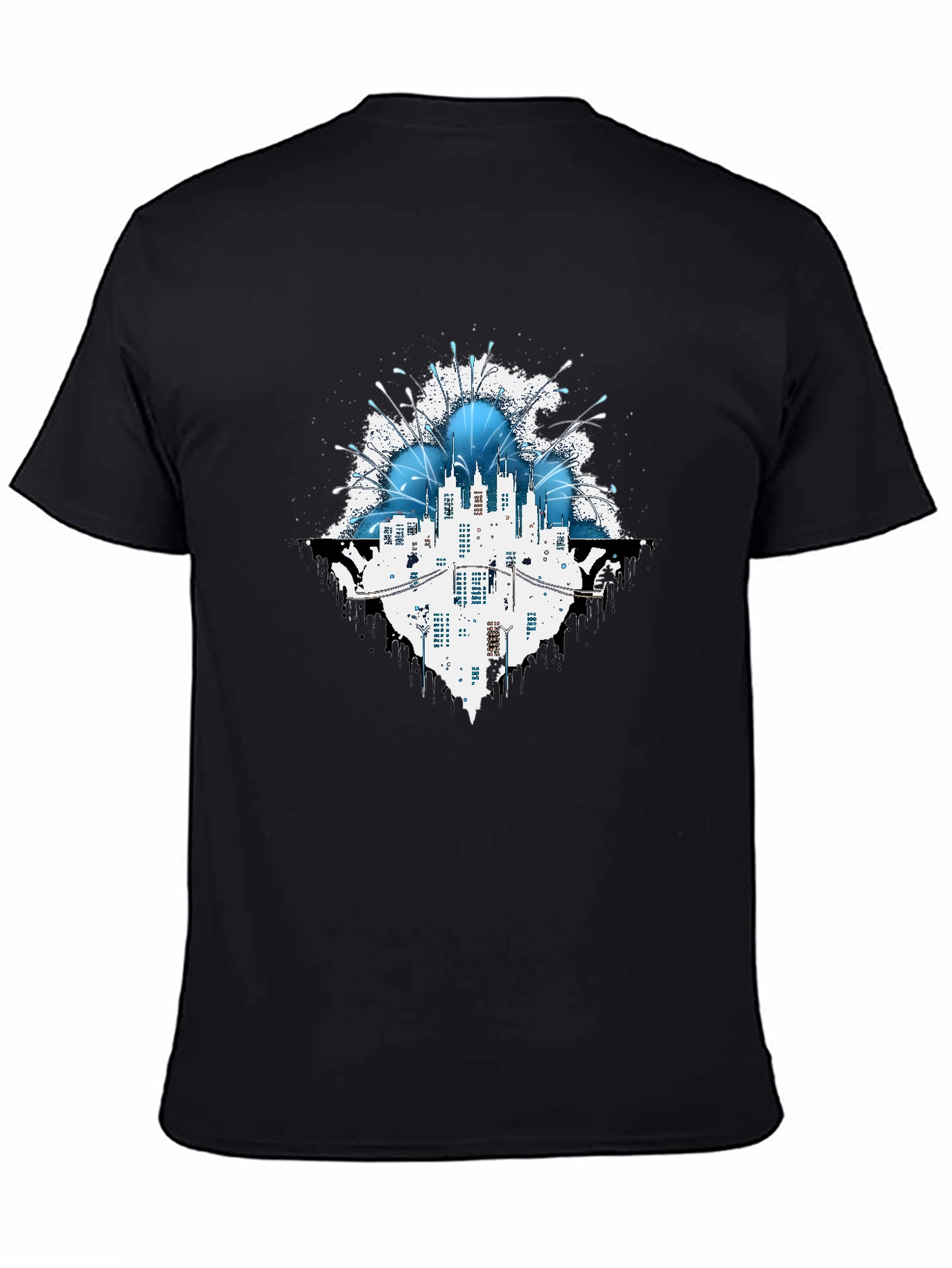 Abstract Cityscape Graphic T-Shirt - Black
