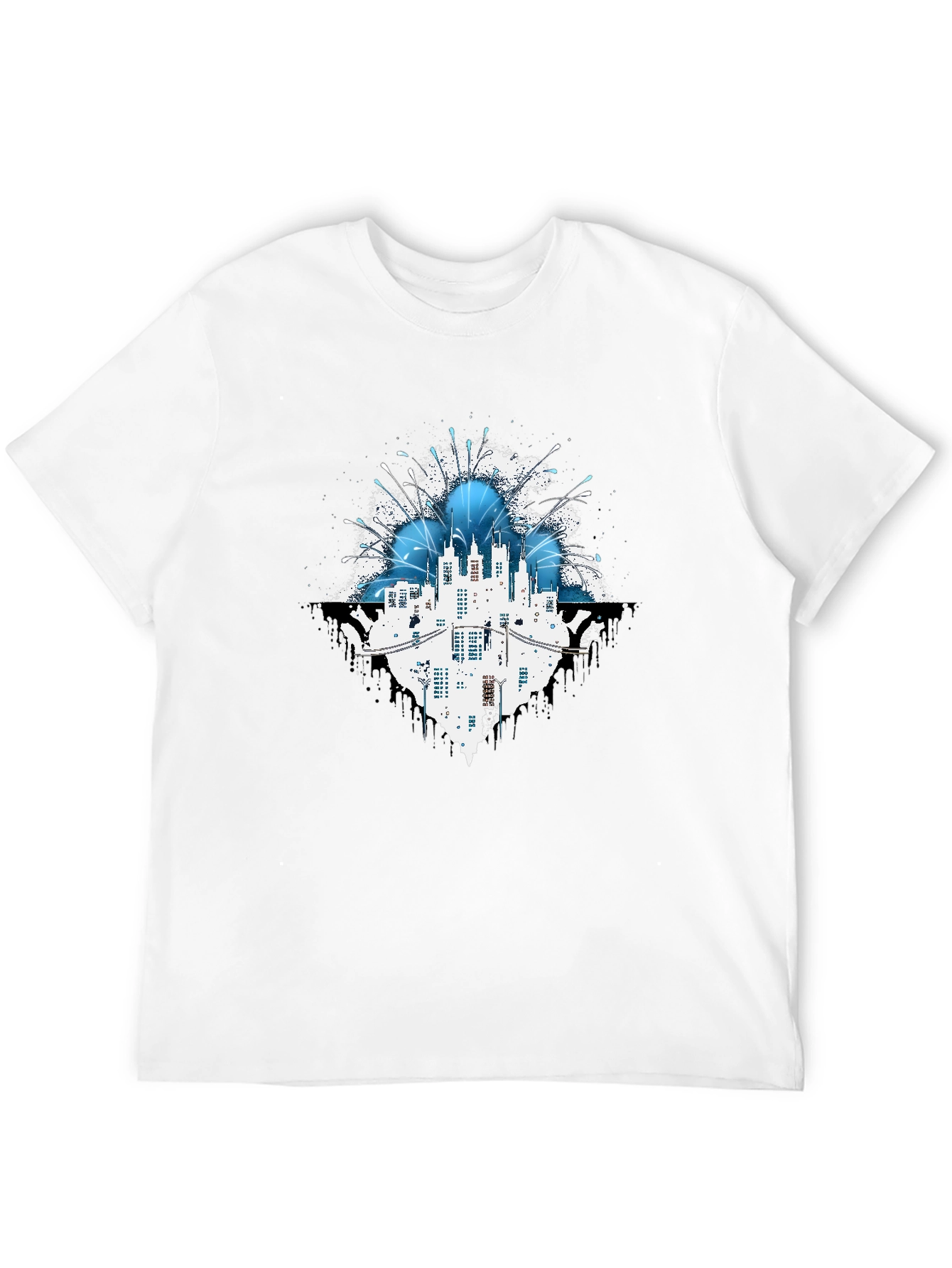 Abstract Cityscape Graphic T-Shirt - Black