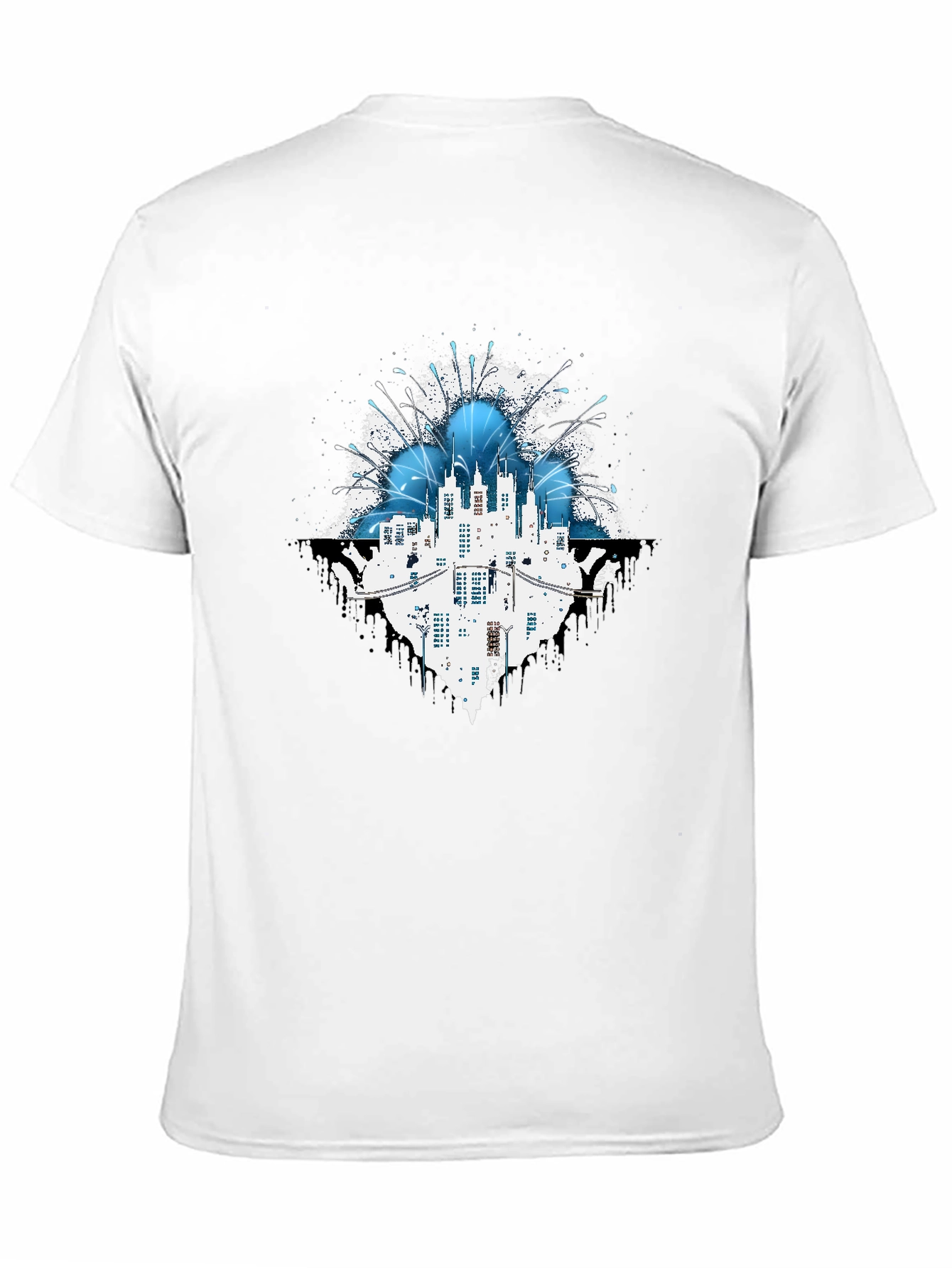 Abstract Cityscape Graphic T-Shirt - Black