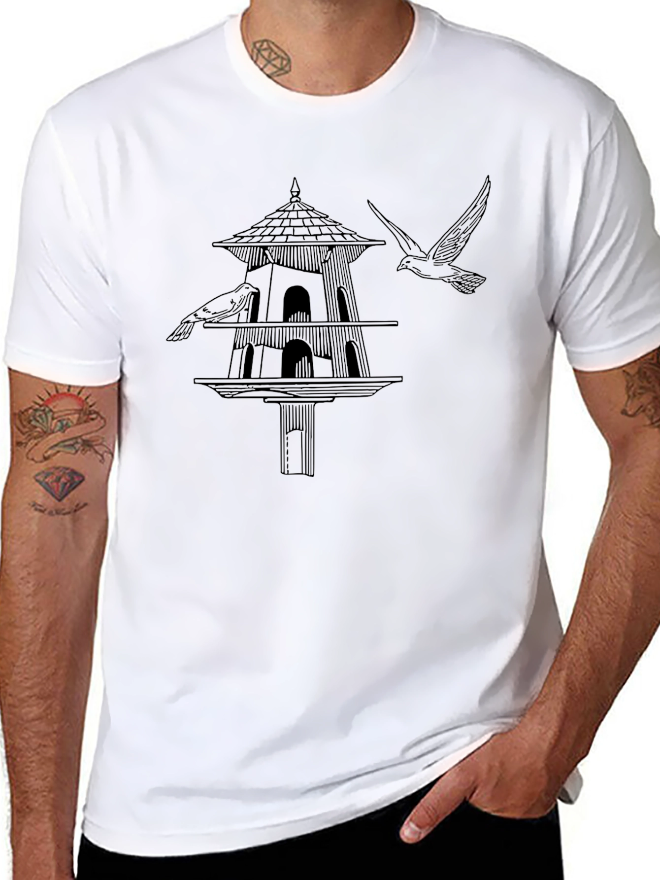 Birdhouse Graphic Tee - Unique Nature Design