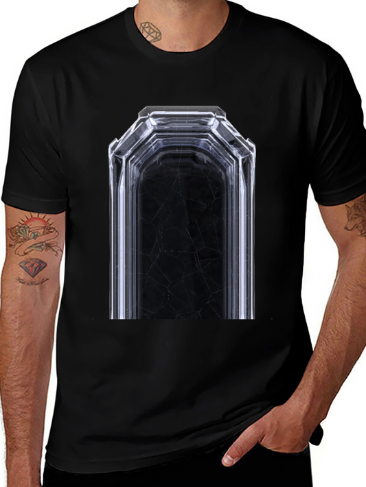 Geometric Tunnel Graphic Tee - Modern Black T-Shirt