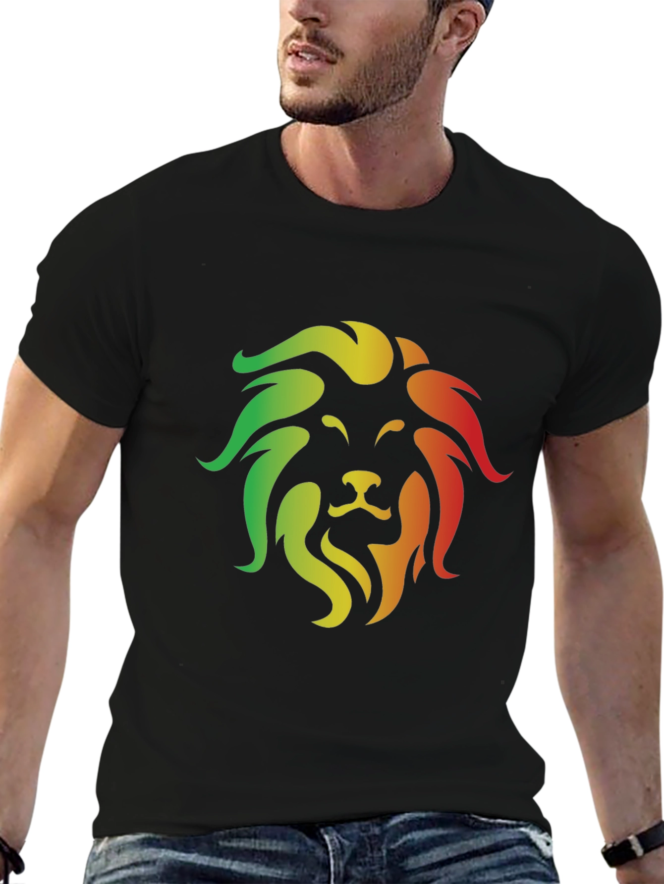 Rasta Lion Graphic Black T-Shirt