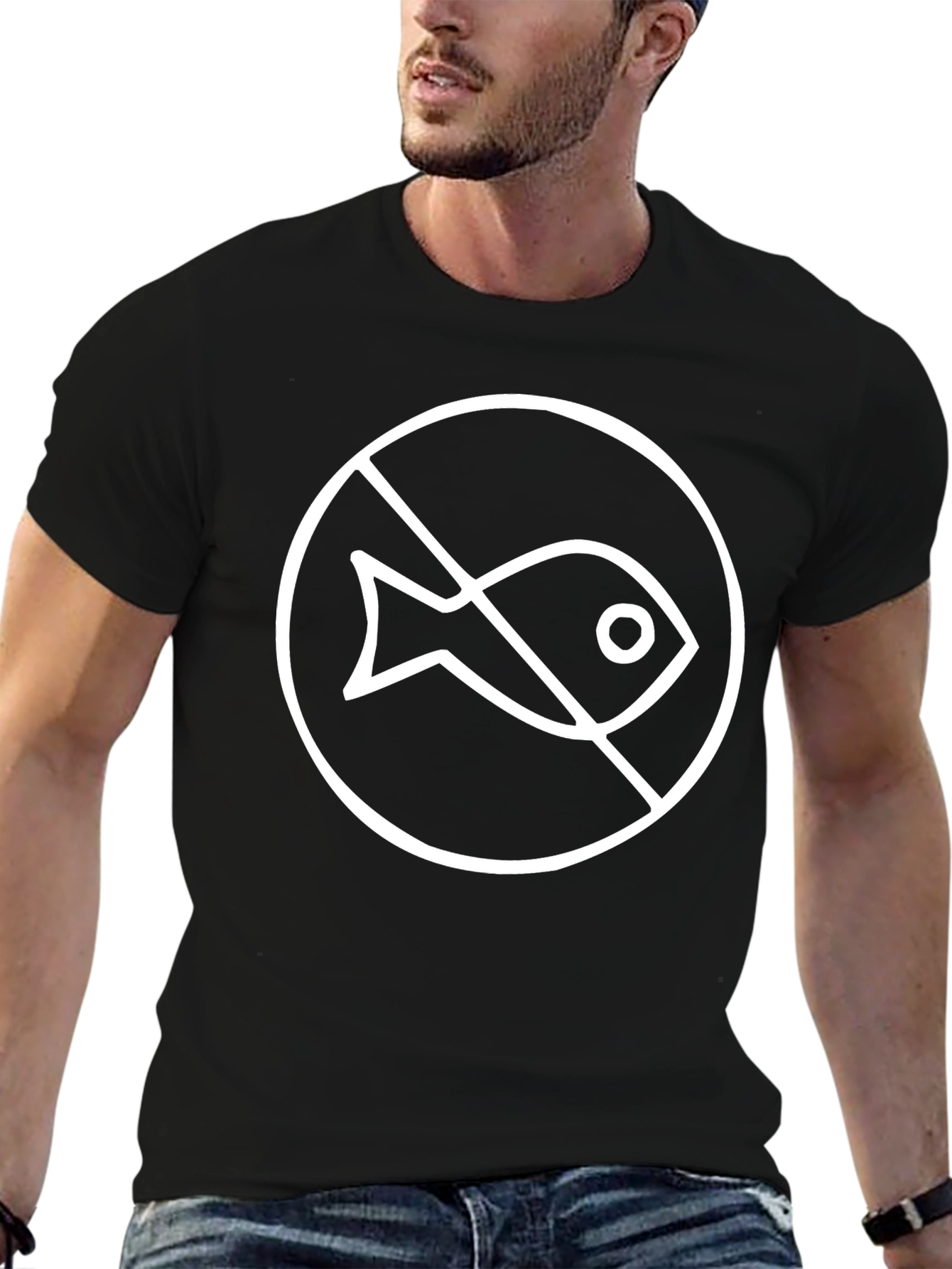 No Fish Symbol Black T-Shirt