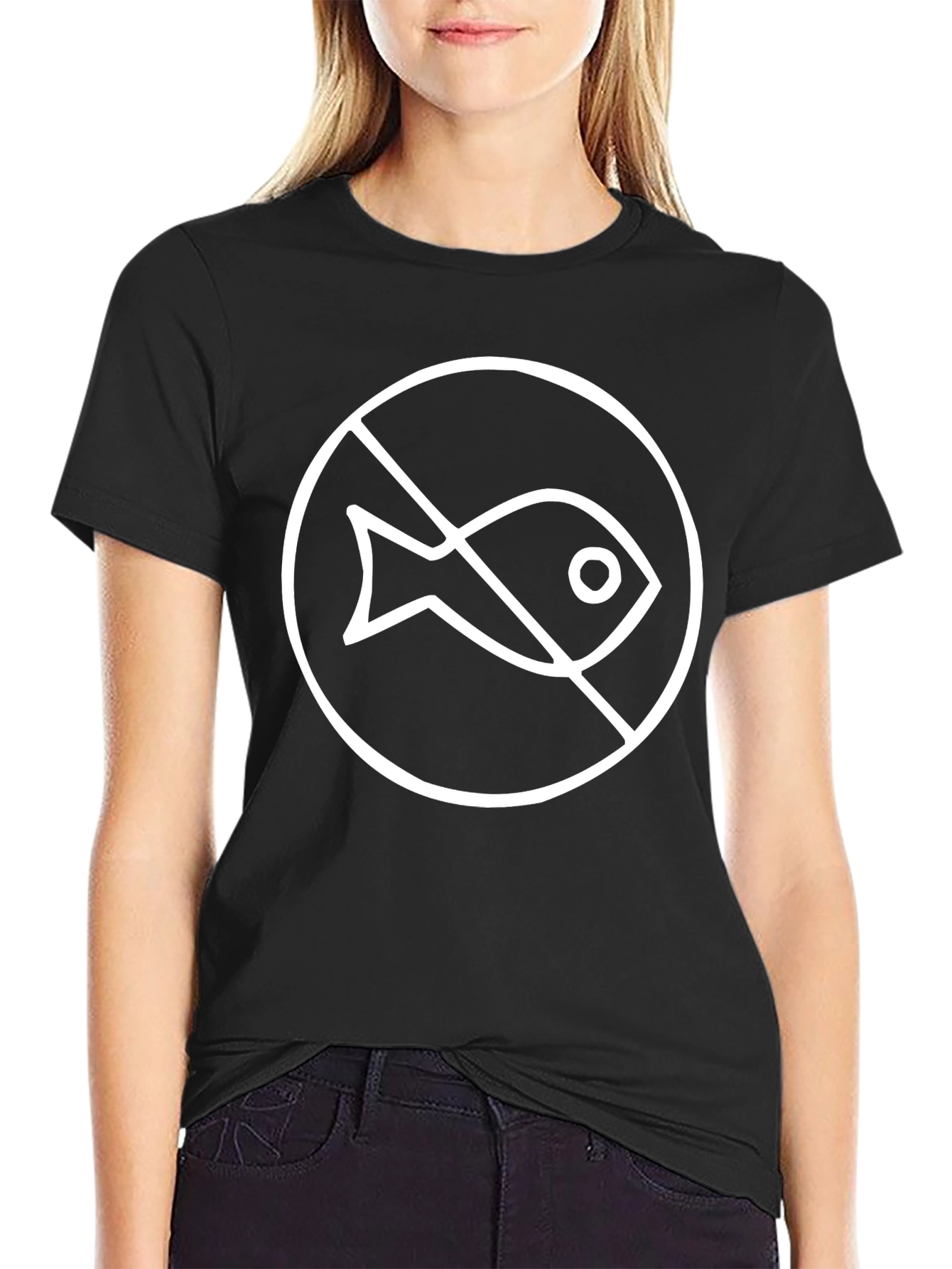 No Fish Symbol Black T-Shirt