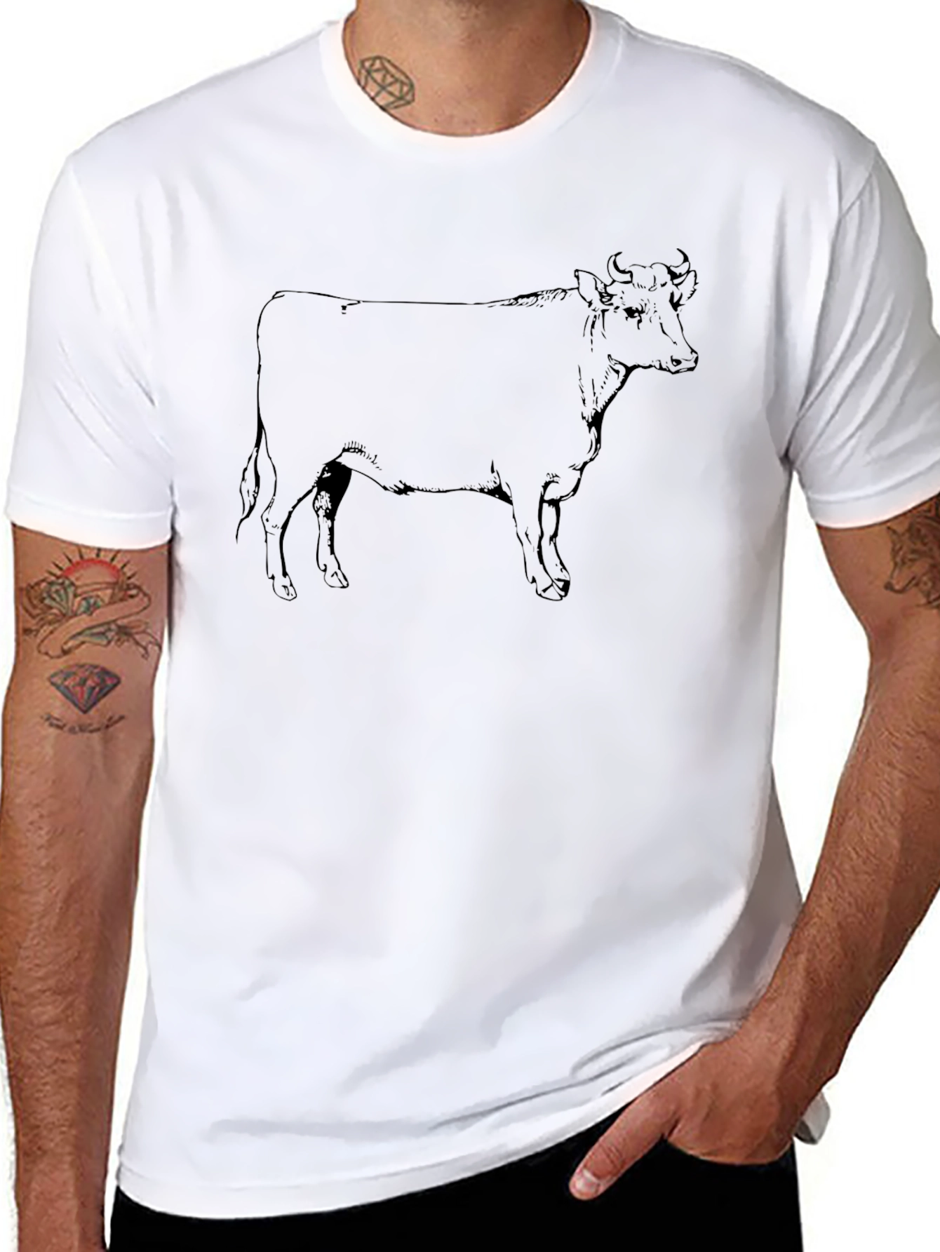 Black Cow Graphic Tee - Unique Animal Design