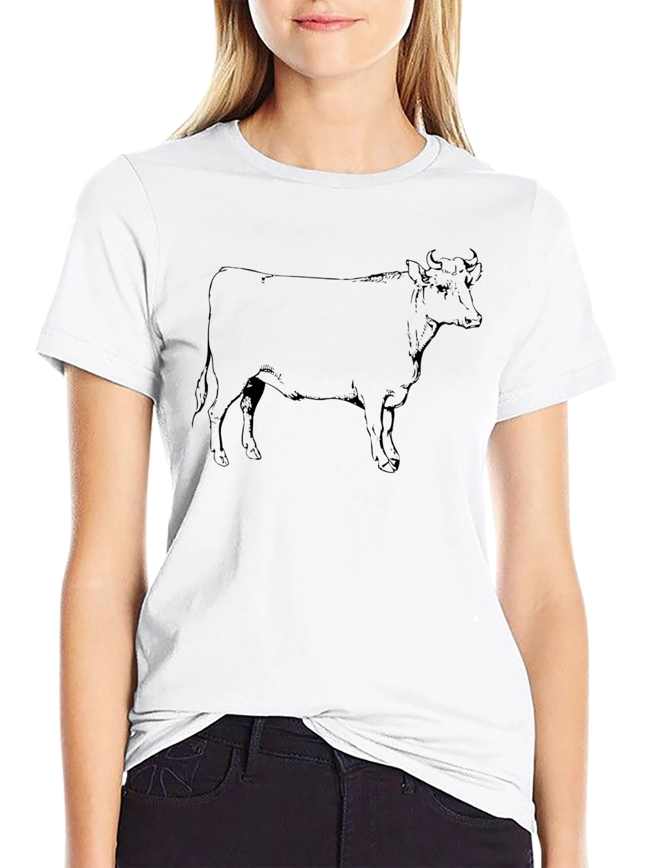 Black Cow Graphic Tee - Unique Animal Design