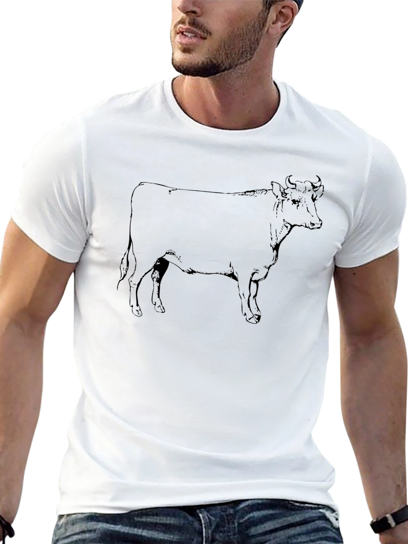 Black Cow Graphic Tee - Unique Animal Design