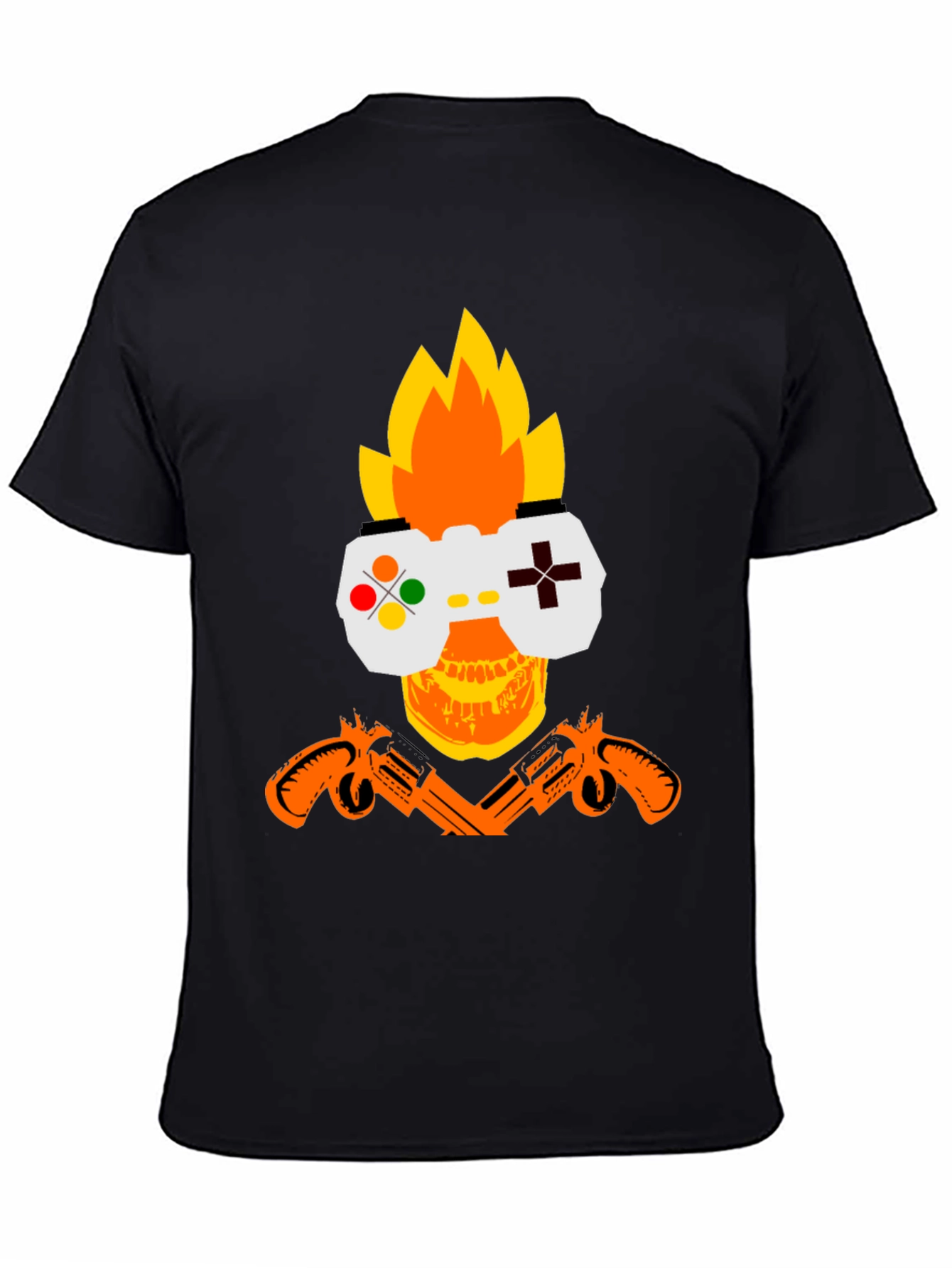 Gamer Skull Graphic T-Shirt - Black