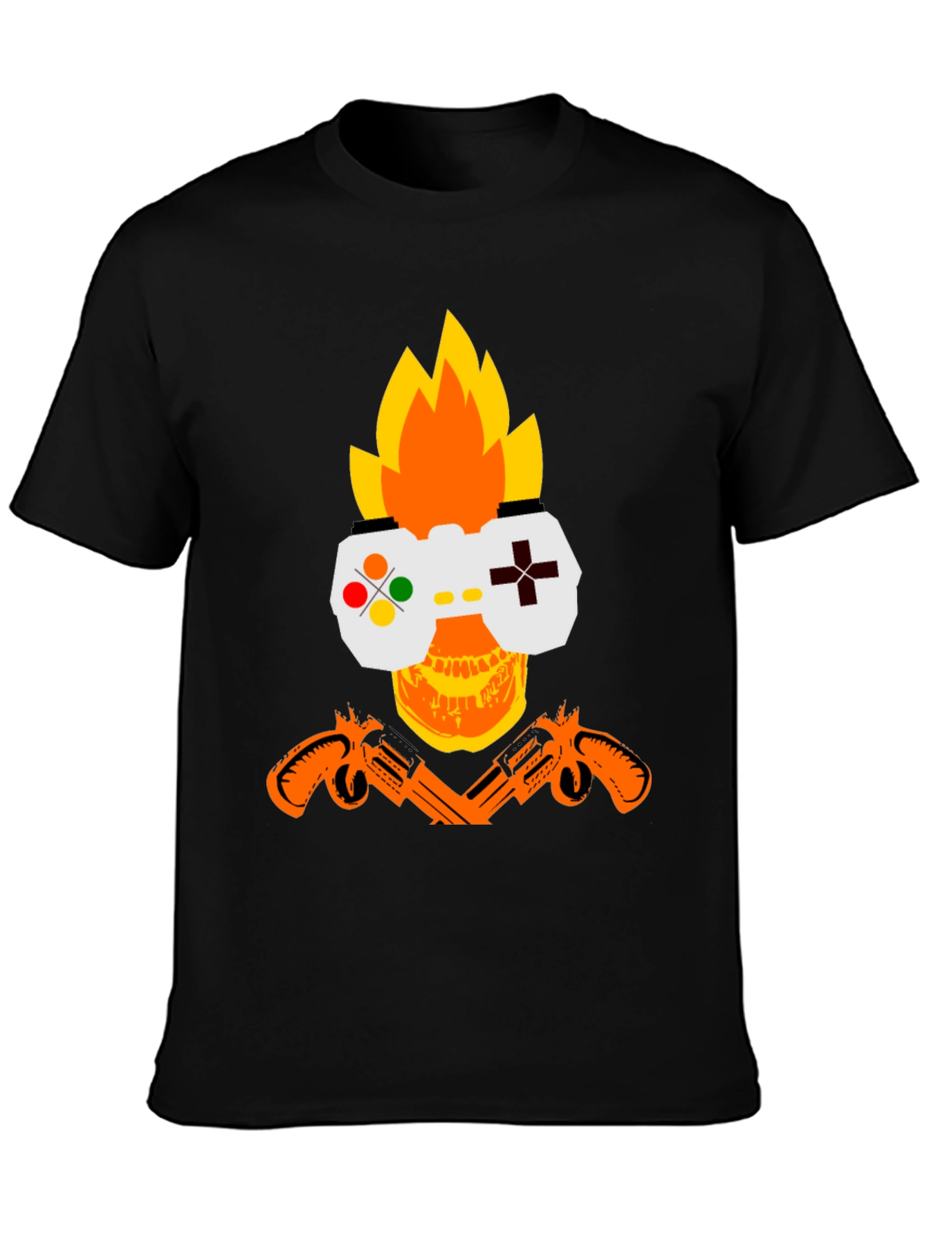 Gamer Skull Graphic T-Shirt - Black