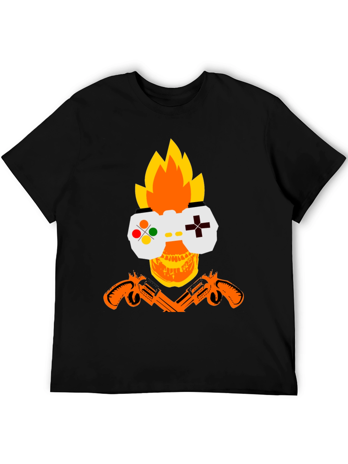 Gamer Skull Graphic T-Shirt - Black