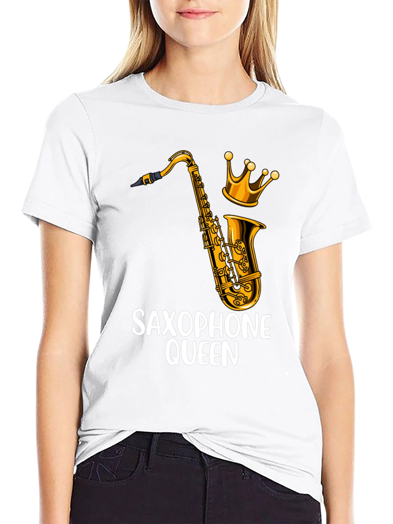 Saxophone Queen Graphic Tee - Music Lover Shirt