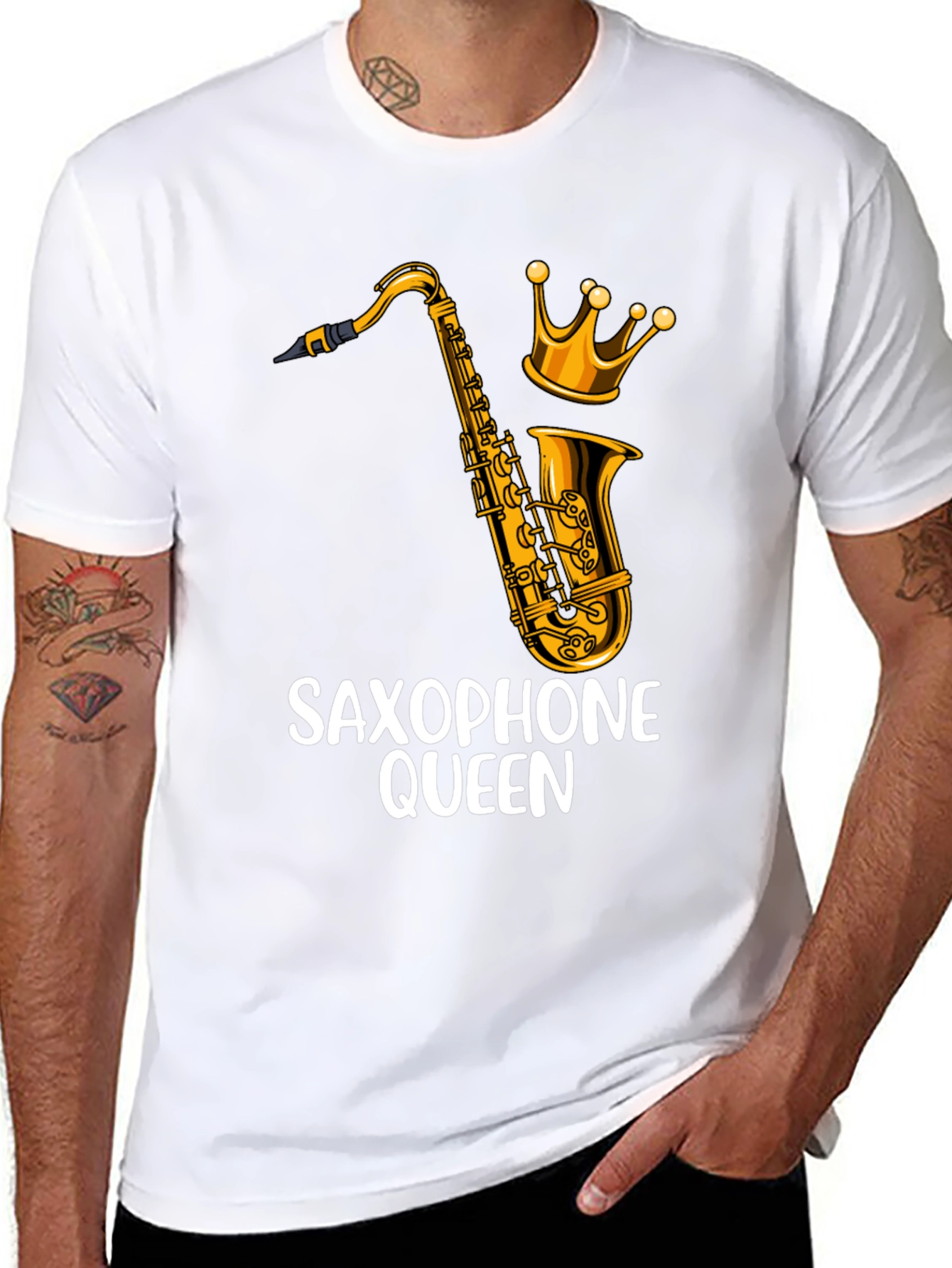 Saxophone Queen Graphic Tee - Music Lover Shirt
