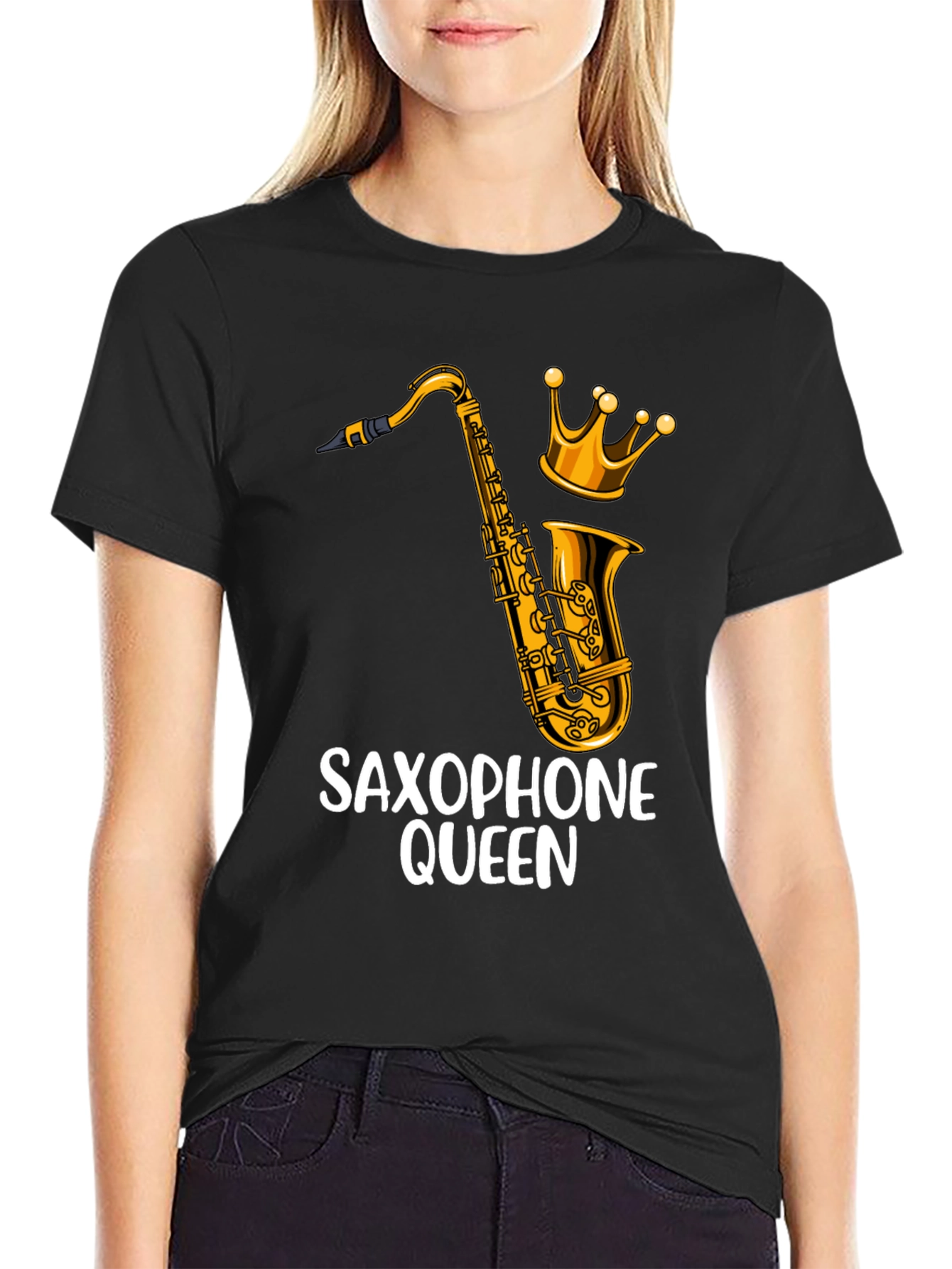 Saxophone Queen Graphic Tee - Music Lover Shirt