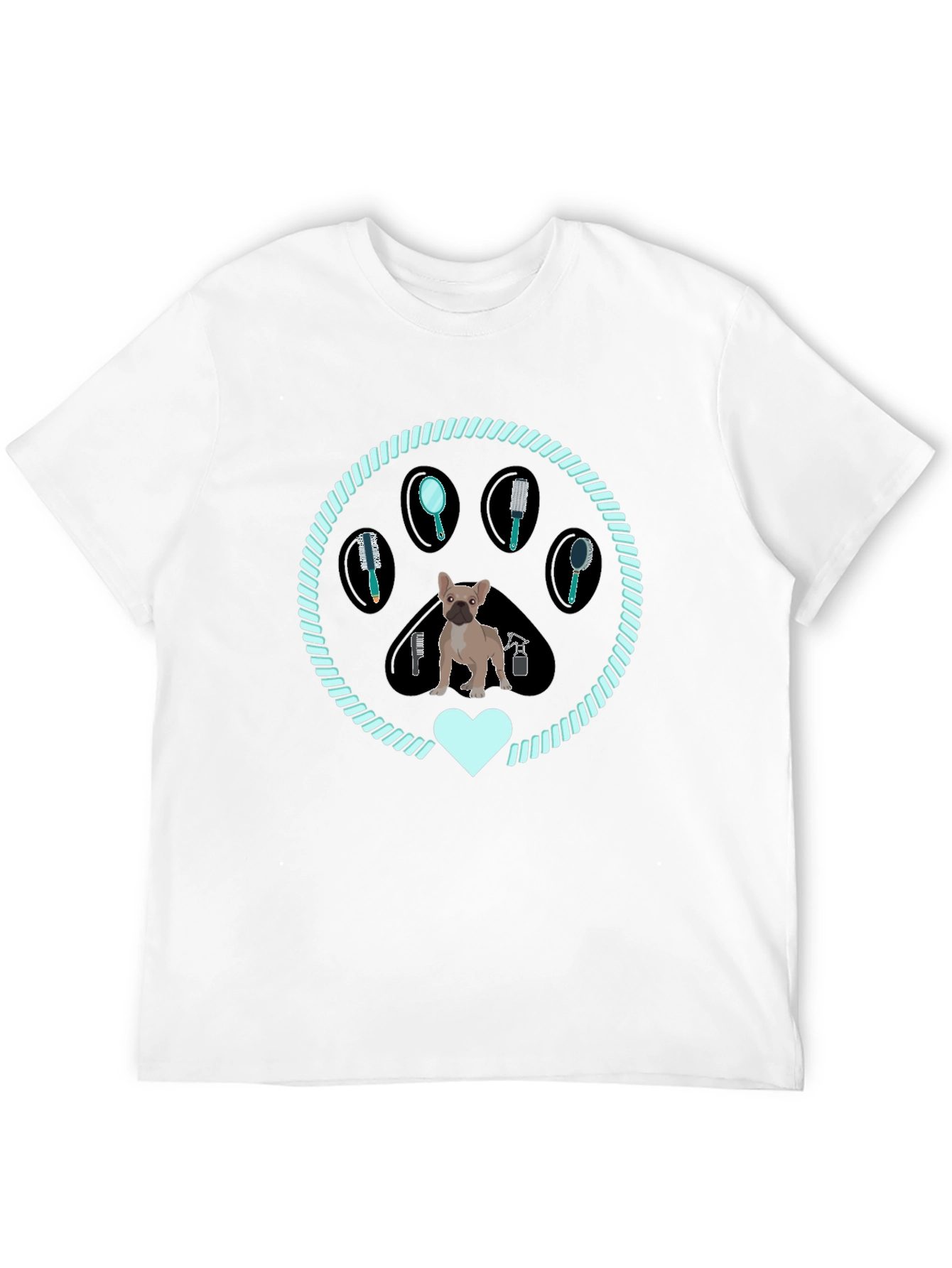 Dog Groomer Paw T-Shirt French Bulldog Design