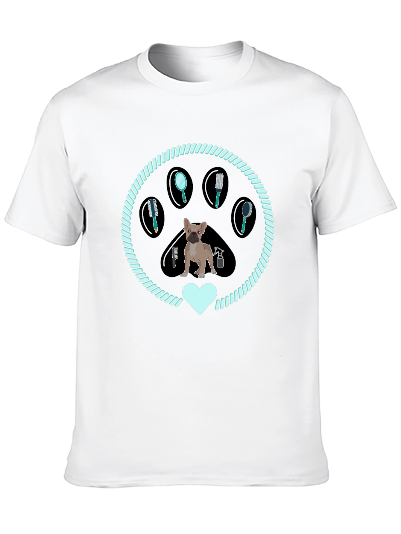 Dog Groomer Paw T-Shirt French Bulldog Design