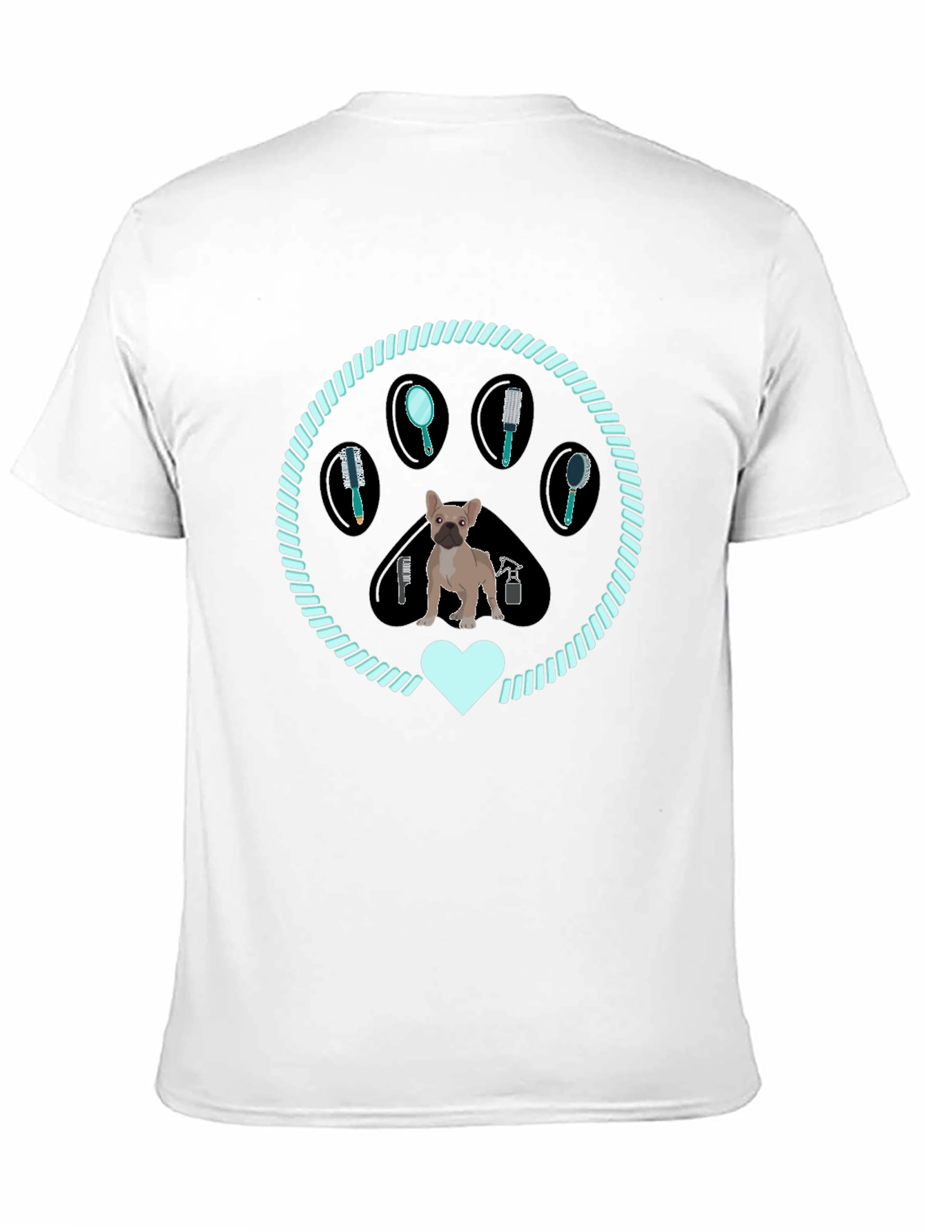 Dog Groomer Paw T-Shirt French Bulldog Design
