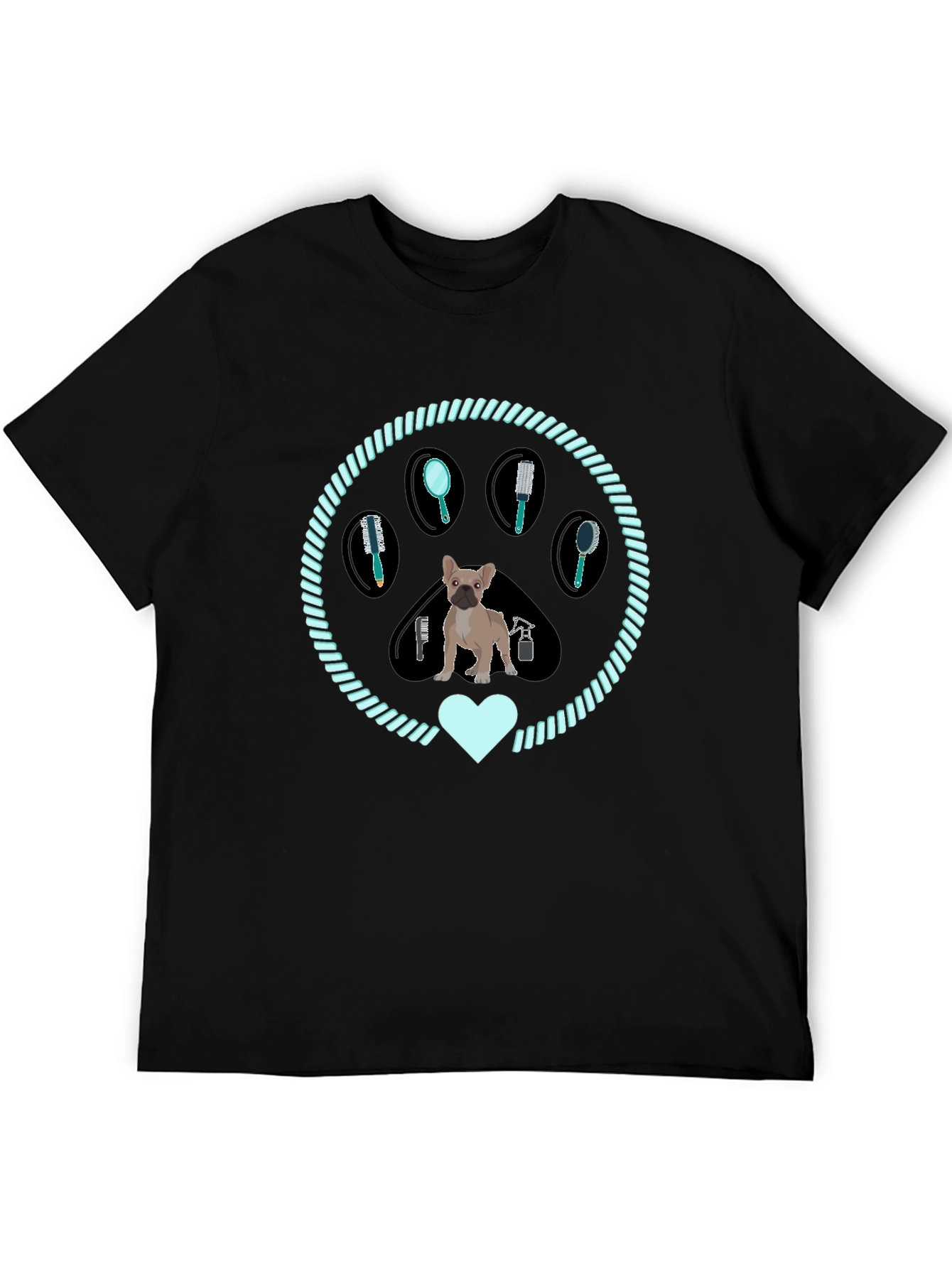Dog Groomer Paw T-Shirt French Bulldog Design