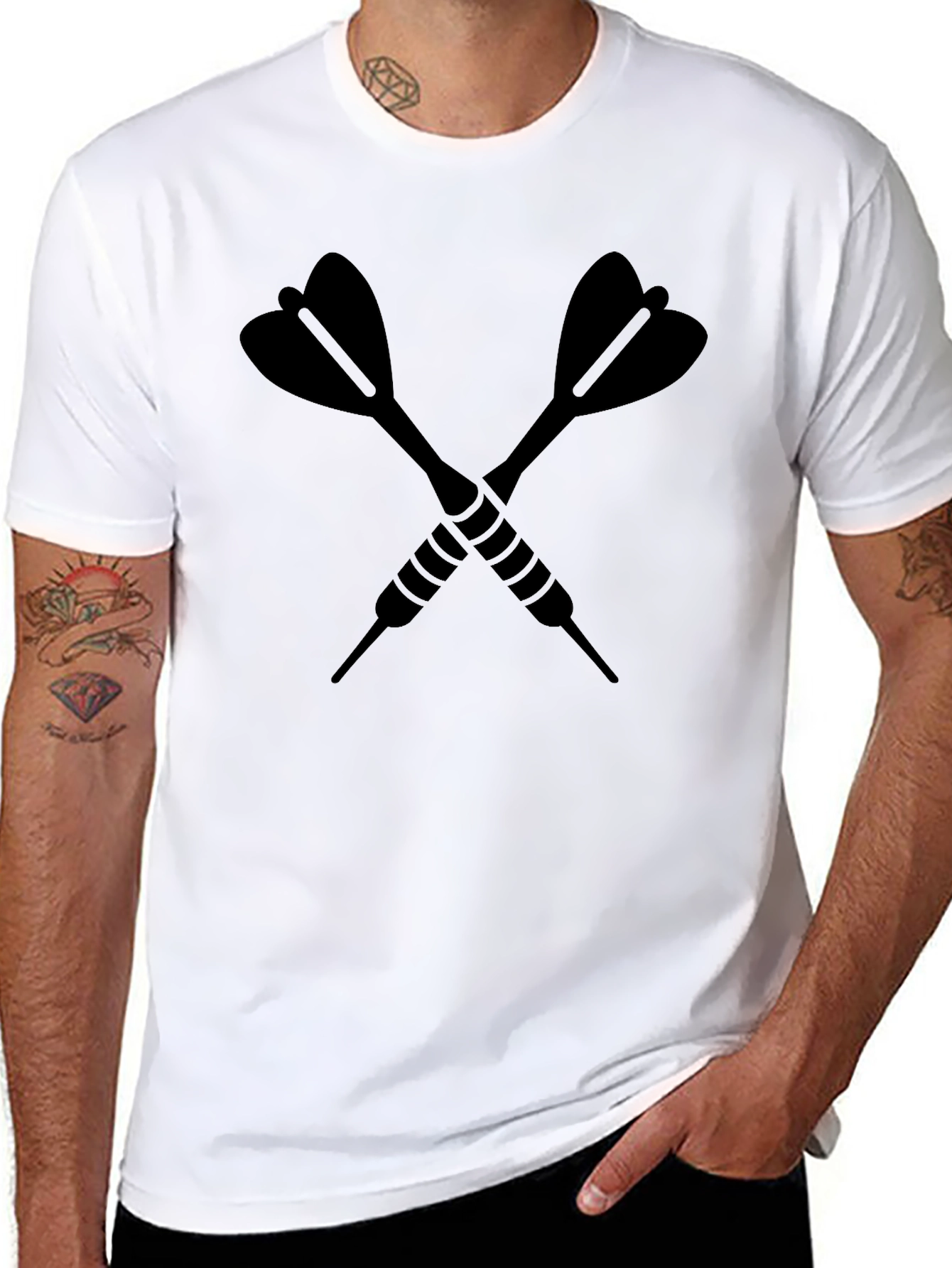 Crossed Darts Graphic Tee - Black Casual Shirt