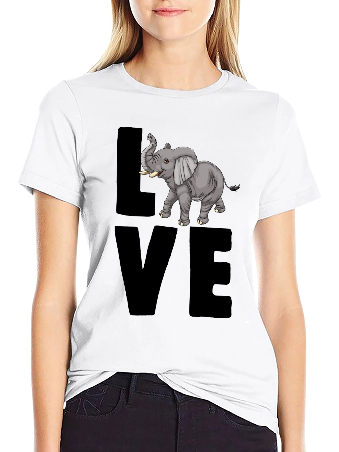 Elephant Love T-Shirt - Mens Black Graphic Tee