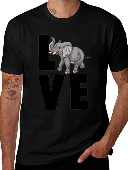 Elephant Love T-Shirt - Mens Black Graphic Tee
