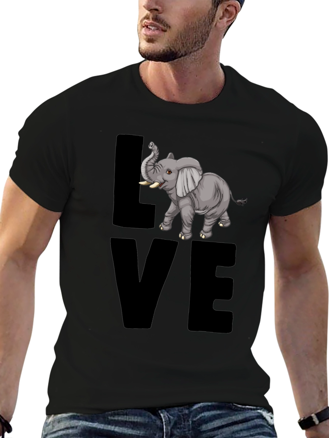 Elephant Love T-Shirt - Mens Black Graphic Tee