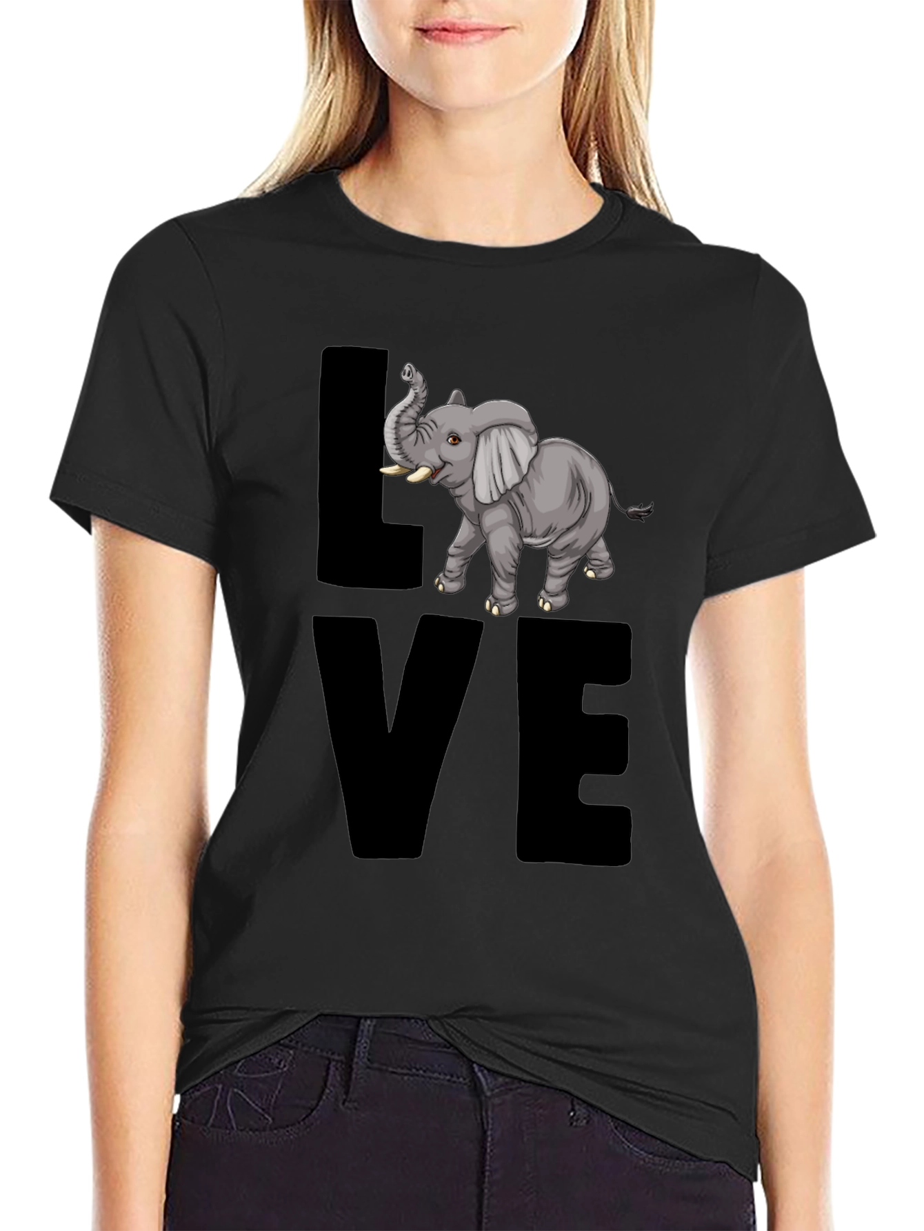Elephant Love T-Shirt - Mens Black Graphic Tee