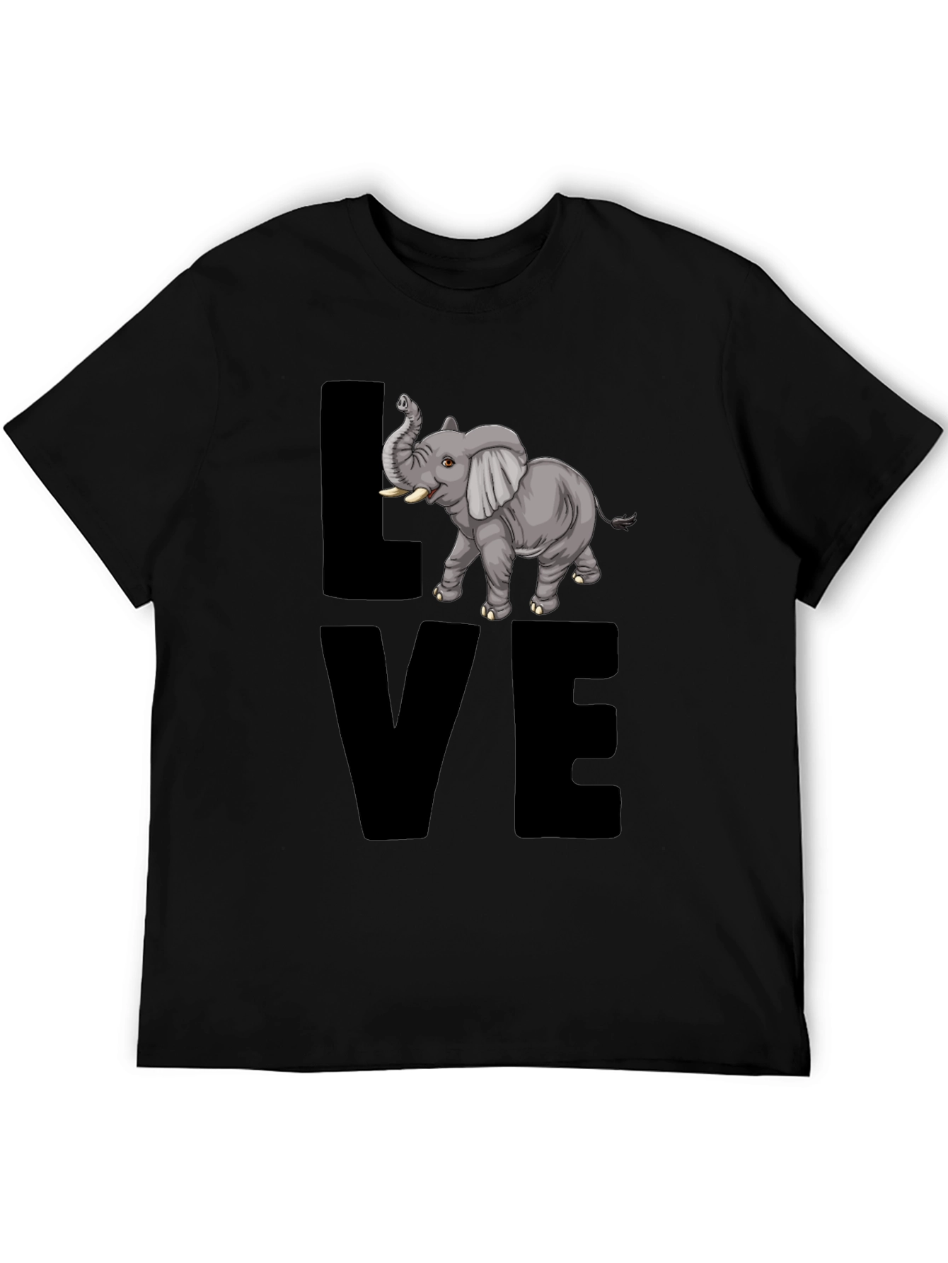 Elephant Love T-Shirt - Mens Black Graphic Tee