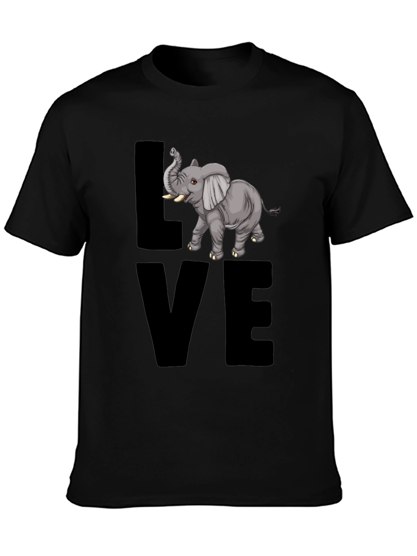 Elephant Love T-Shirt - Mens Black Graphic Tee
