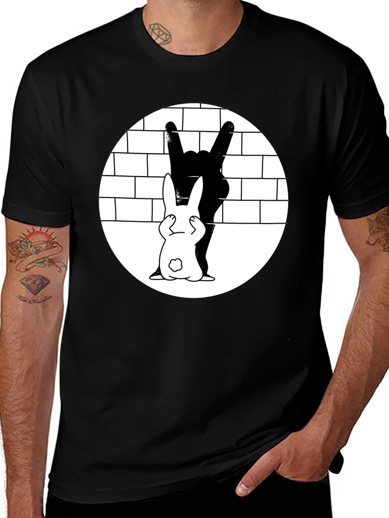 Rabbit Metal Hand T-Shirt - Rock On!