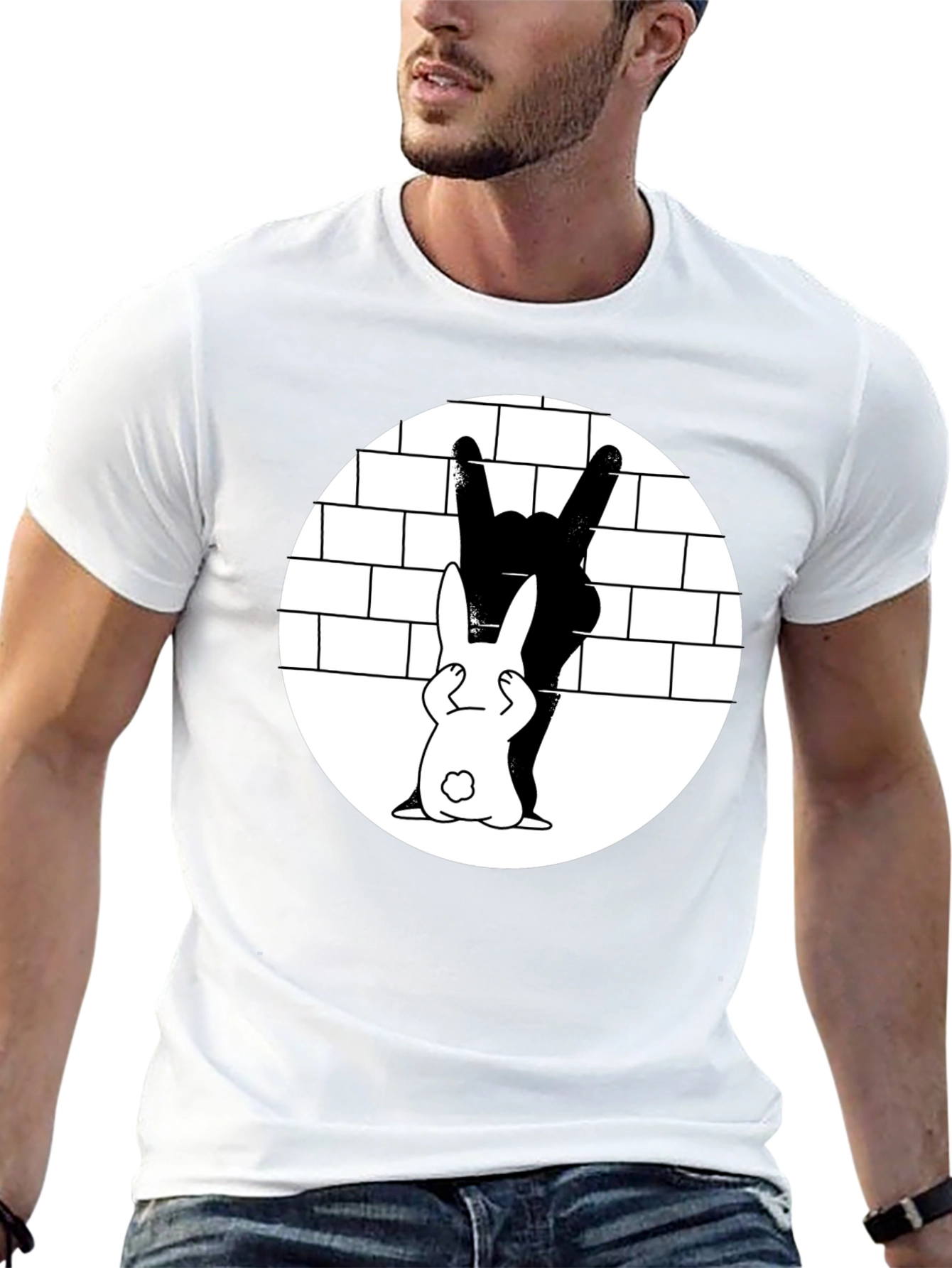 Rabbit Metal Hand T-Shirt - Rock On!