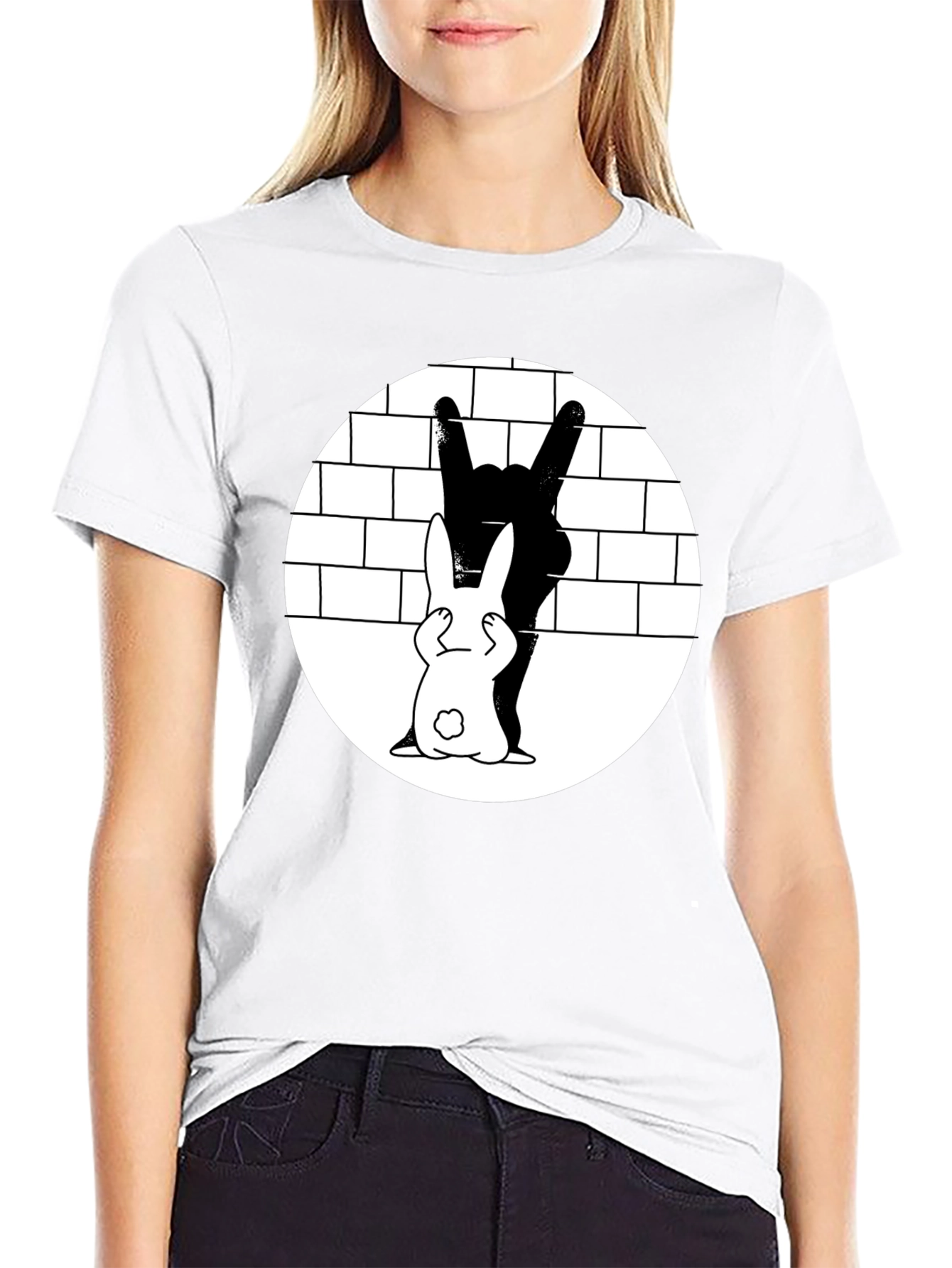 Rabbit Metal Hand T-Shirt - Rock On!
