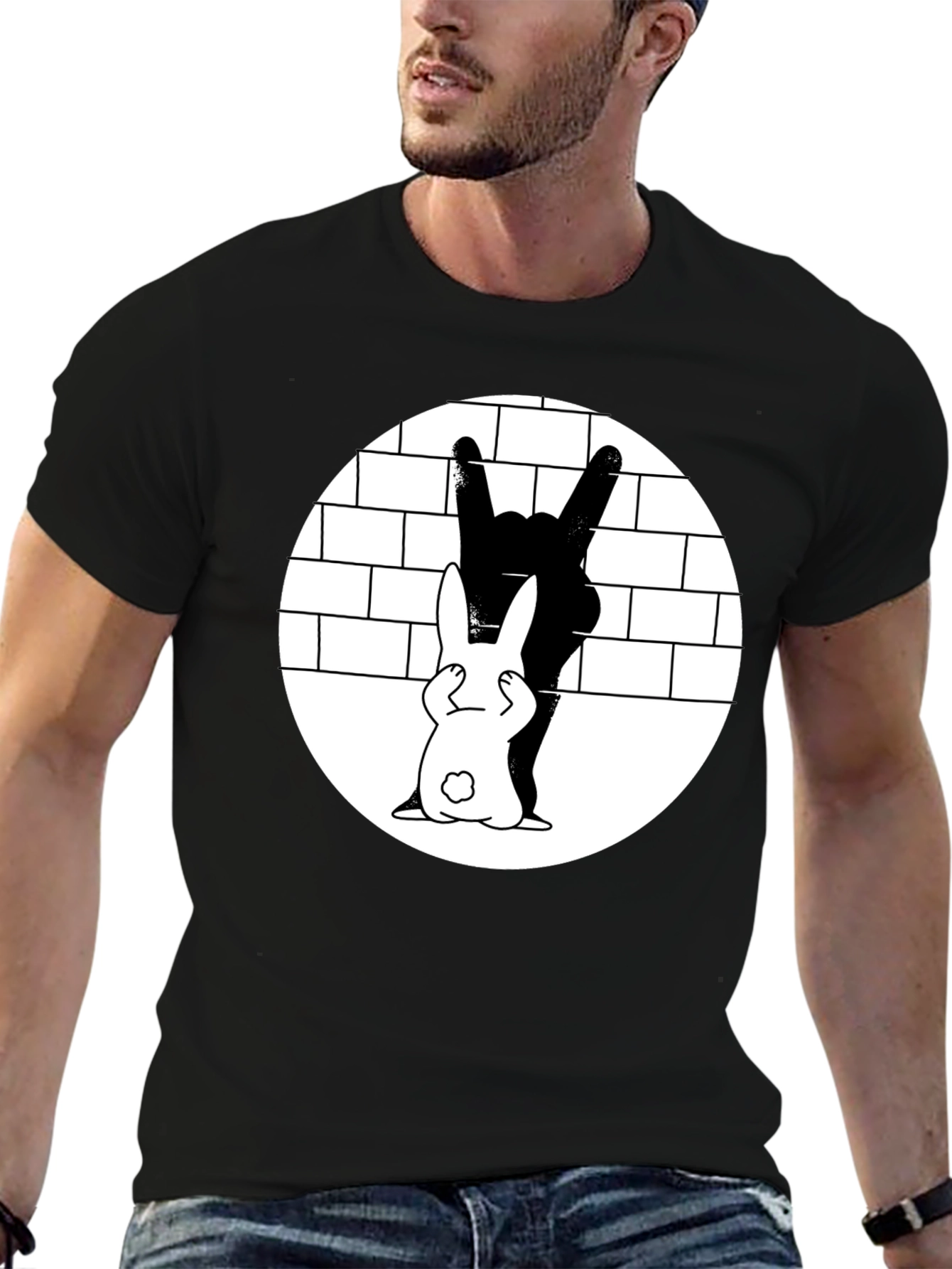Rabbit Metal Hand T-Shirt - Rock On!