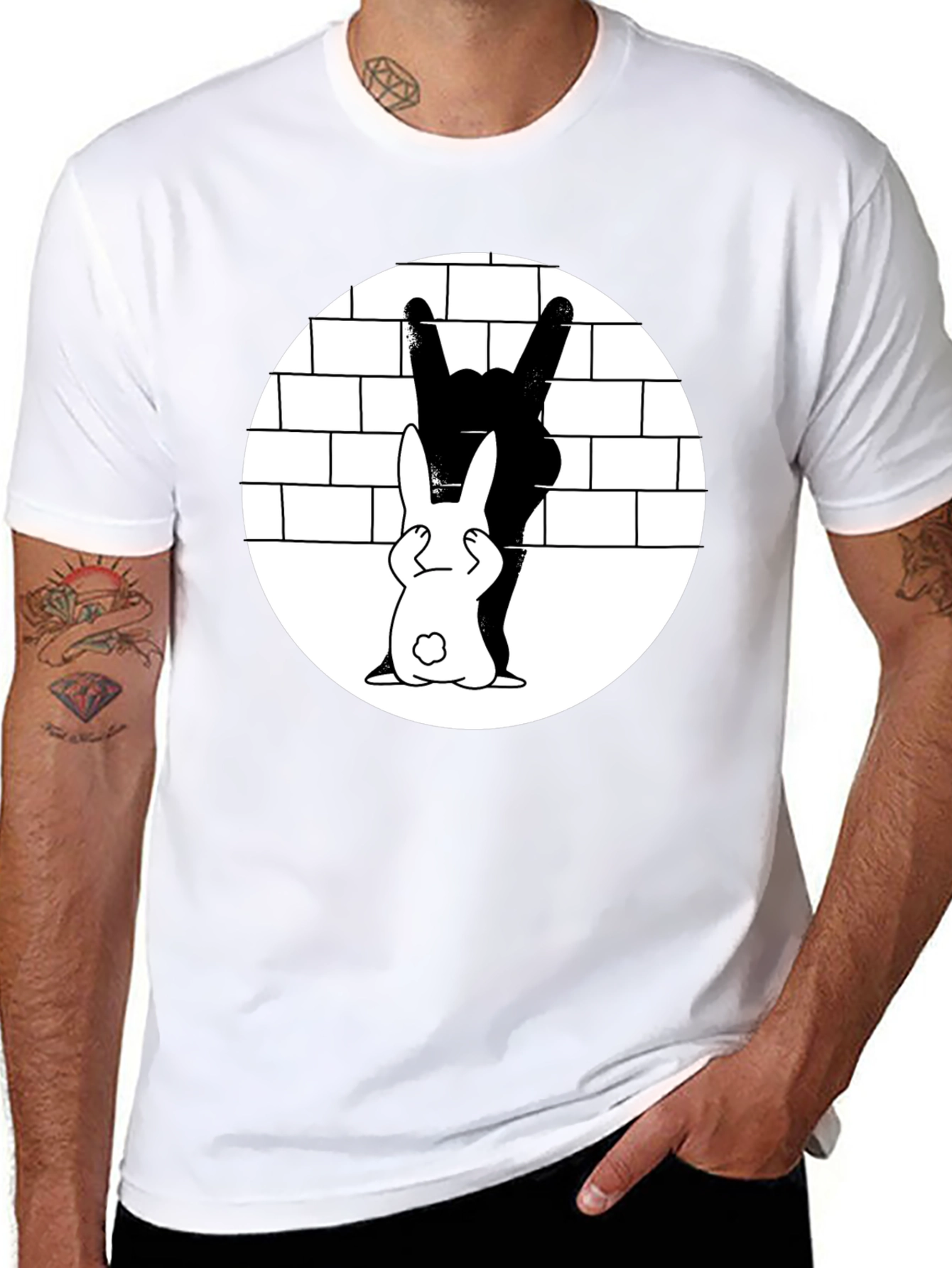 Rabbit Metal Hand T-Shirt - Rock On!