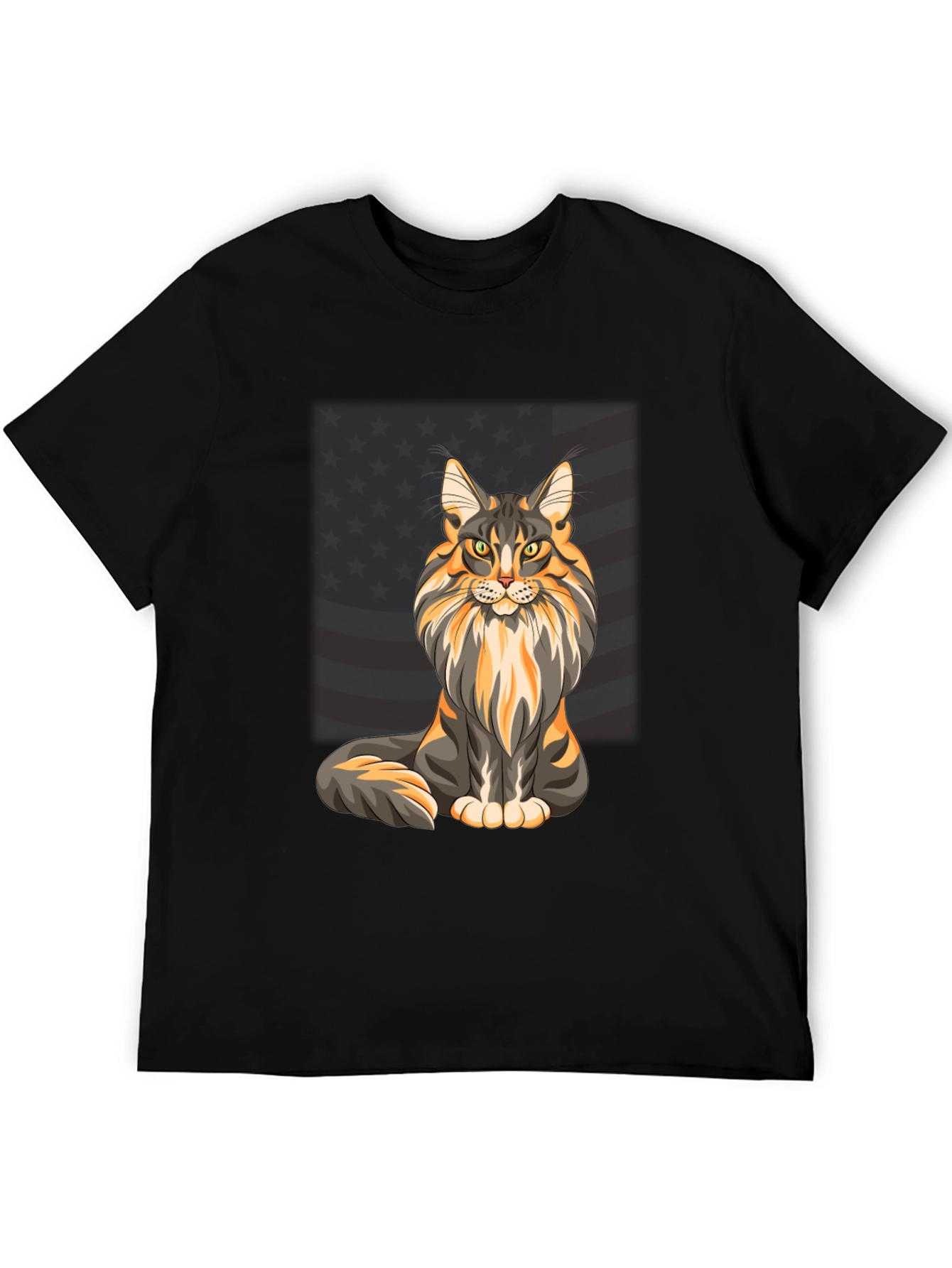 Maine Coon Cat American Flag T-Shirt