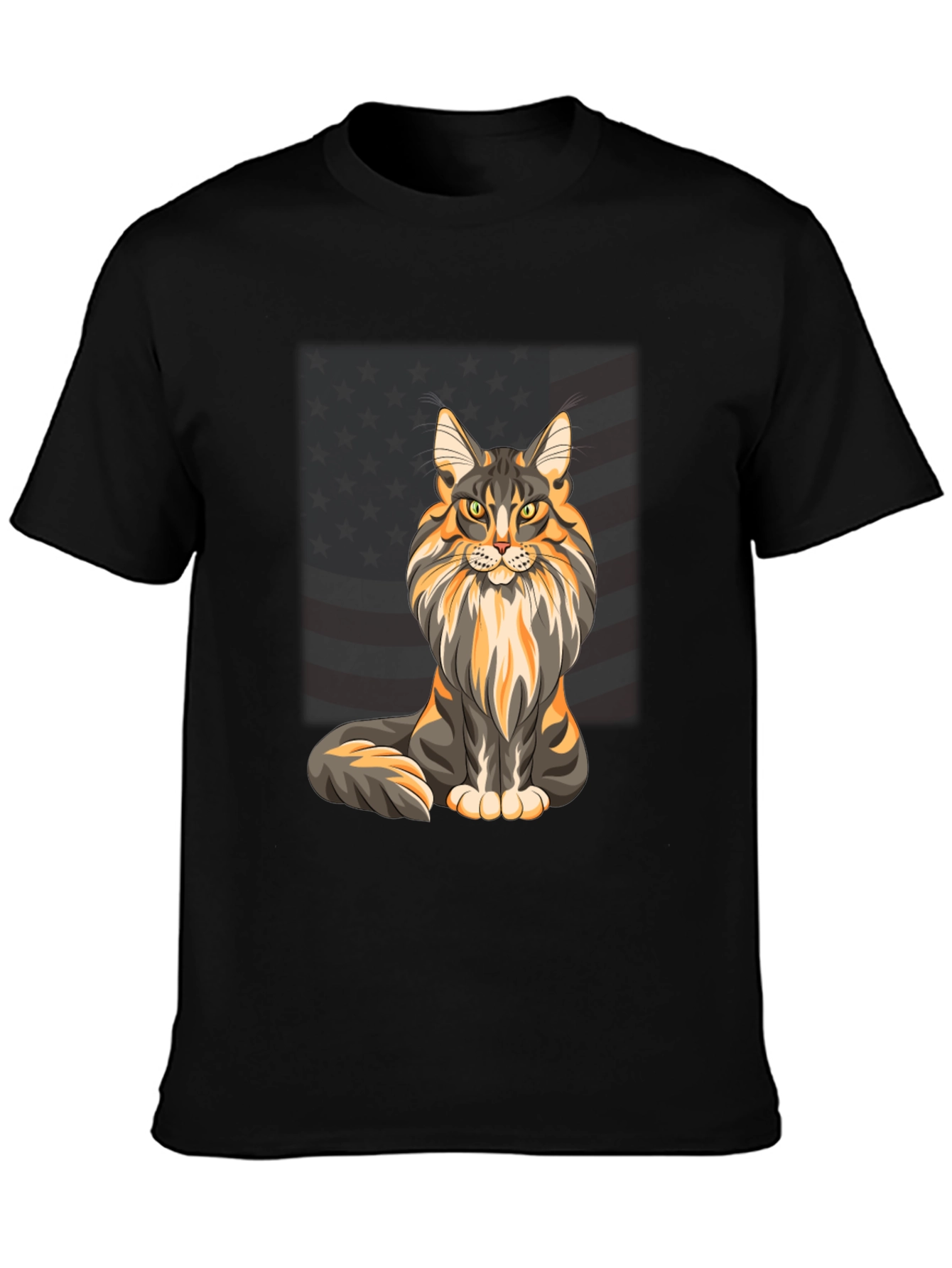 Maine Coon Cat American Flag T-Shirt