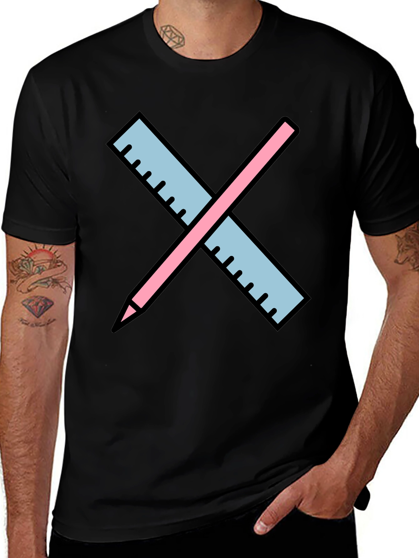 Drafting Tee - Ruler & Pencil Design