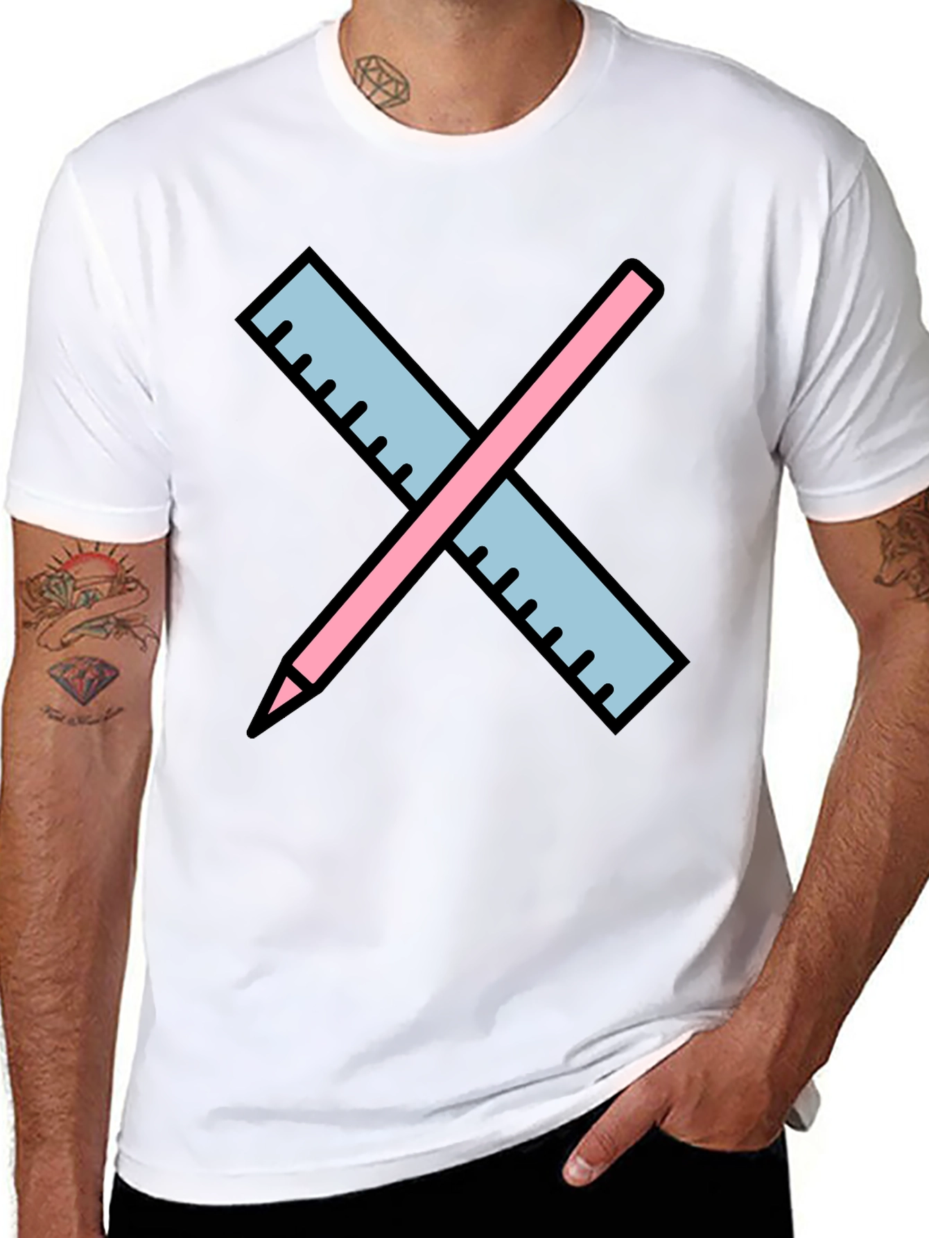 Drafting Tee - Ruler & Pencil Design